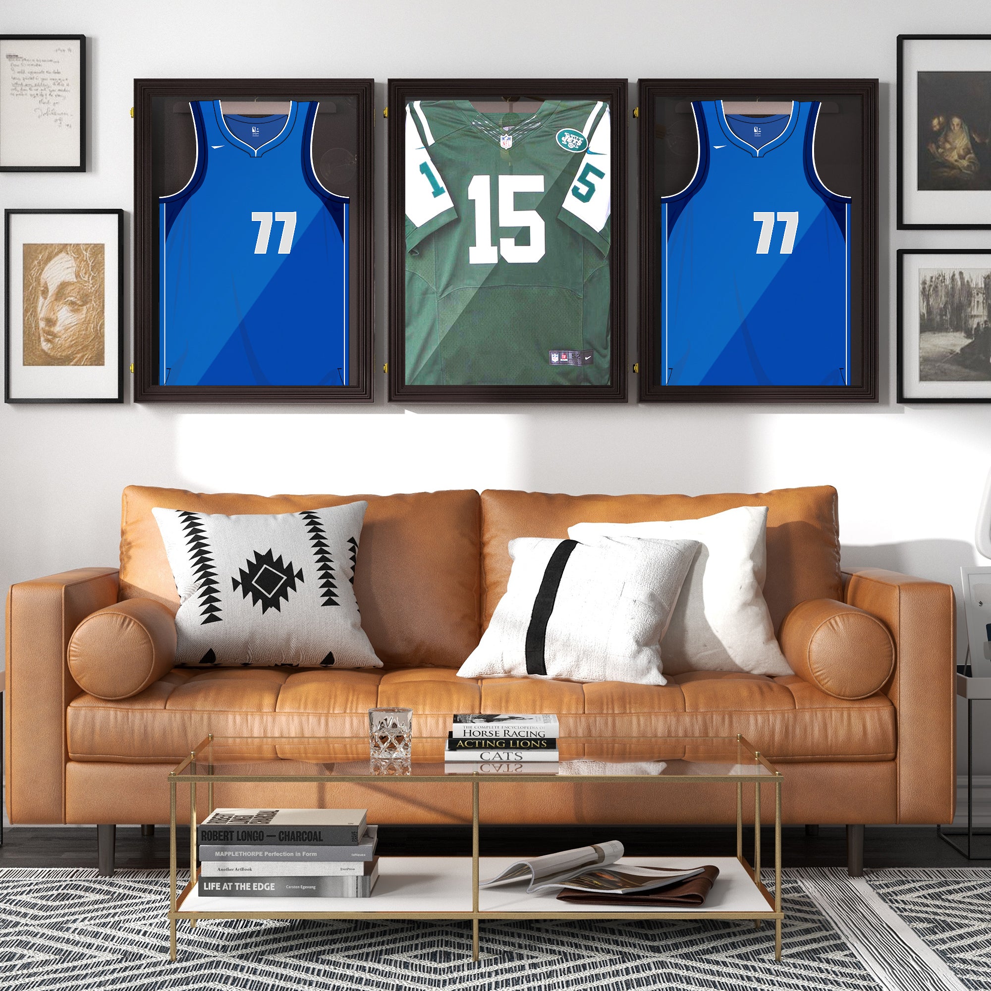 Set of 3 Jersey Display Frame Case, Acrylic Sports Shirt Shadow Box for Basketball Football Baseball, 23.5