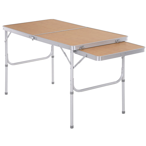 4ft Picnic Table with Slide Shelf Outdoor Portable Aluminum Folding Table 2 Adjustable Height Light-weight Camping BBQ Party Dining Table w/ Carrying Handle