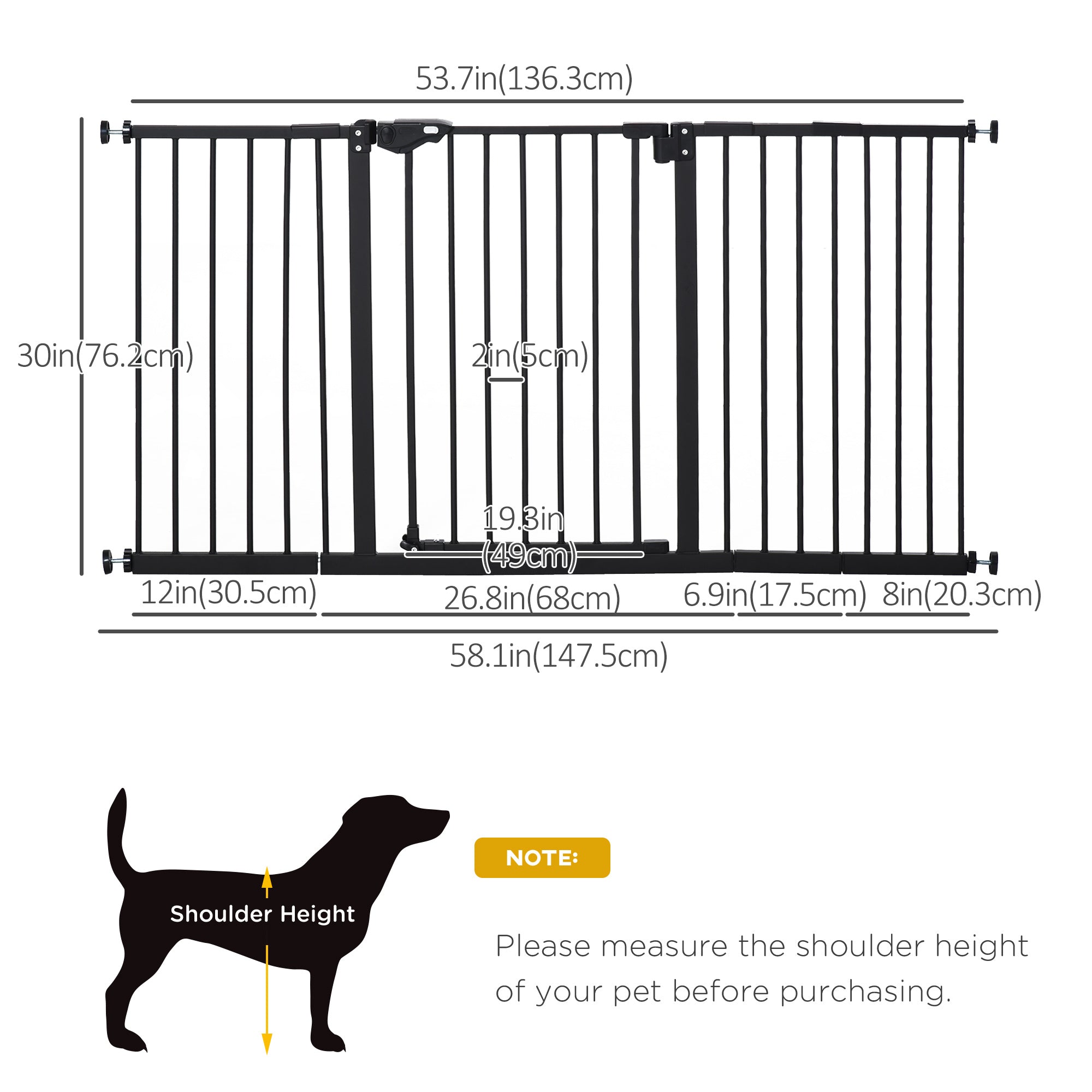 30 Inch Tall Pet Gate with Door Dog Gate and Barrier Indoor for Stairs Includes 7