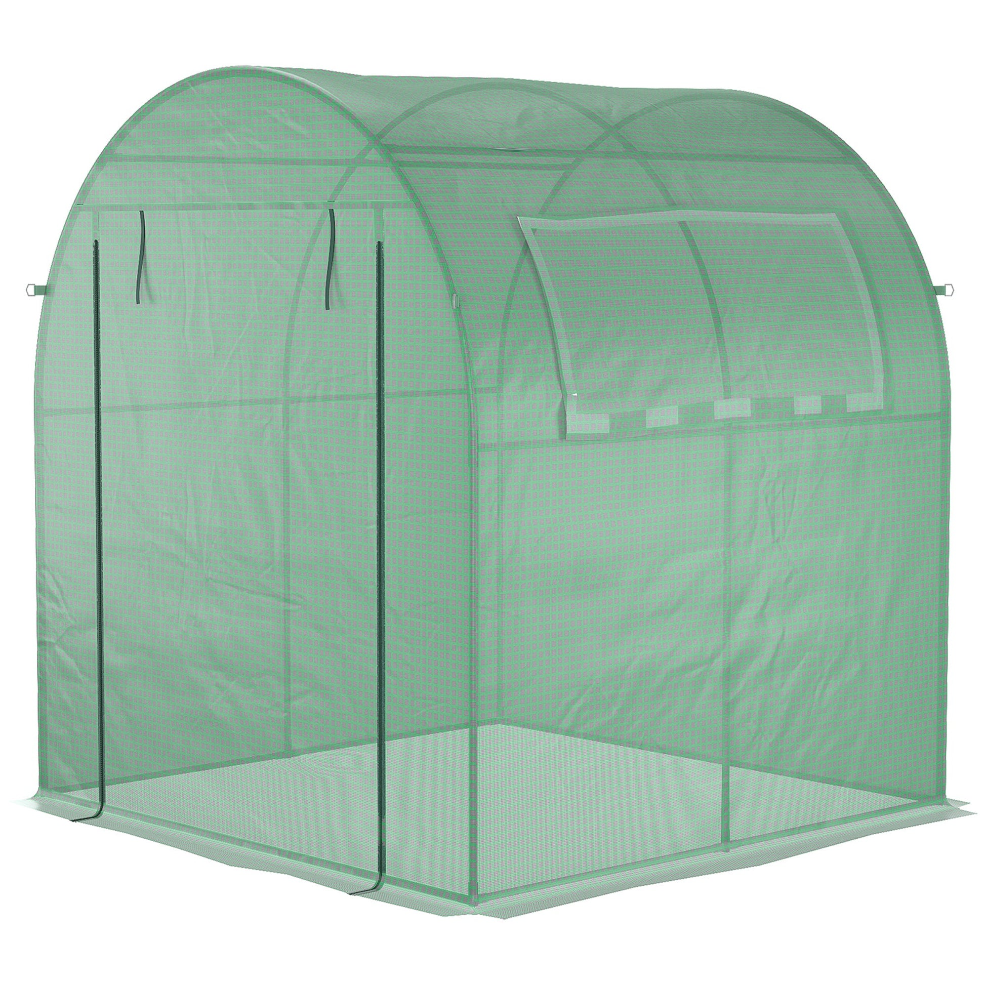 6' x 6' x 6.6' Walk-in Greenhouse, Tunnel Green House with Zippered Door, Roll-up Window, PE Cover, Steel Frame, Green Greenhouses   at Gallery Canada