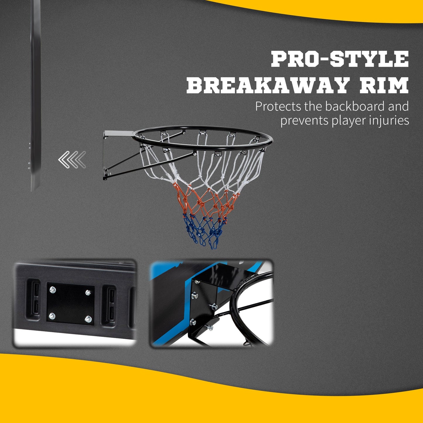 43" x 28" Wall Mounted Basketball Hoop for Kids & Adults, Indoor/Outdoor Use, Multi-Color Basketball   at Gallery Canada