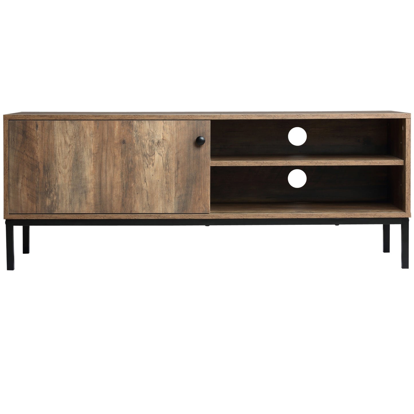 Retro TV Cabinet for TVs up to 50", TV Stand with Compartment and Adjustable Shelf, Media Console with Sliding Door for Living Room, Coffee TV Stands   at Gallery Canada