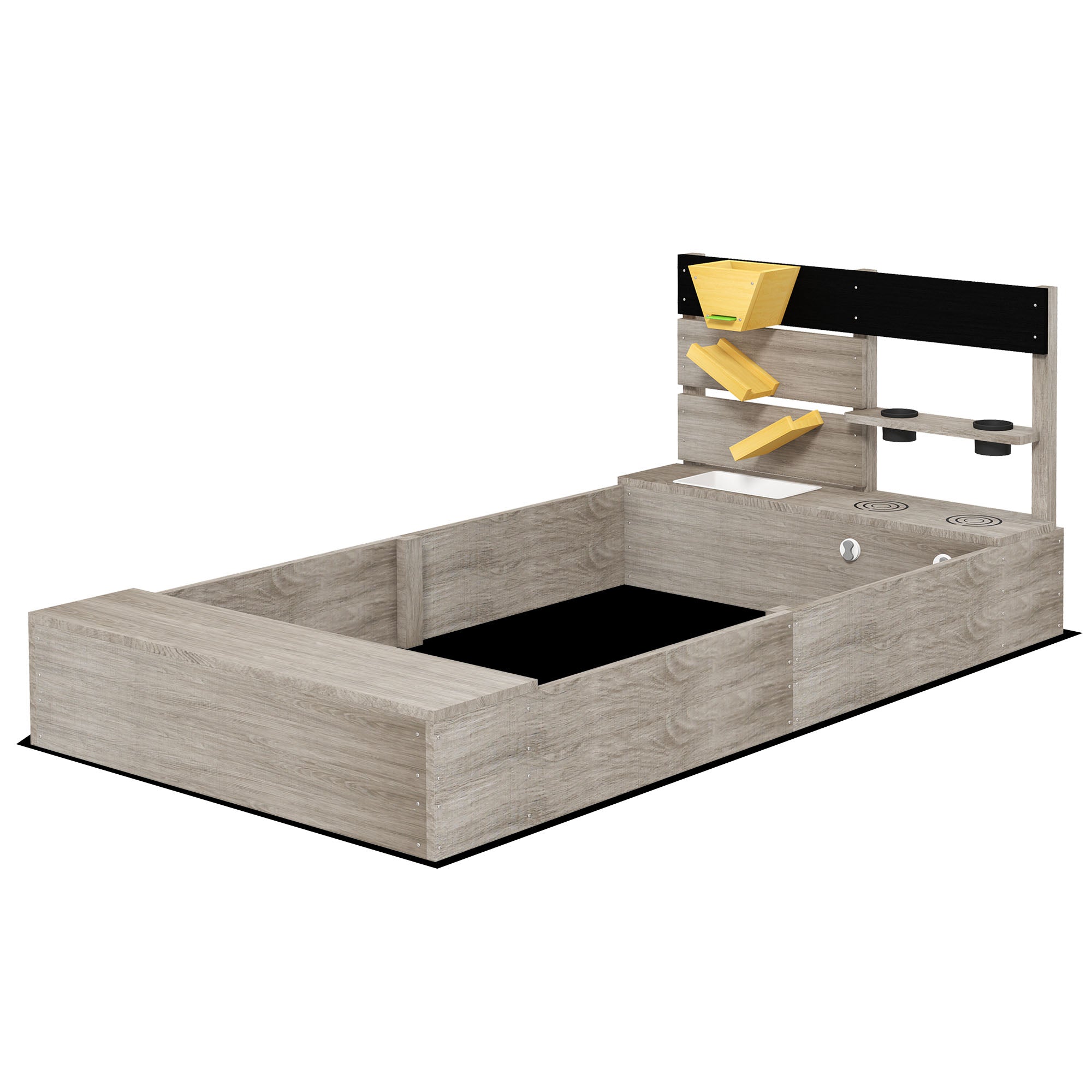 Wooden Kids Sandbox with Liner, Kitchen Design for Garden, Backyard Sandboxes & Accessories Grey  at Gallery Canada