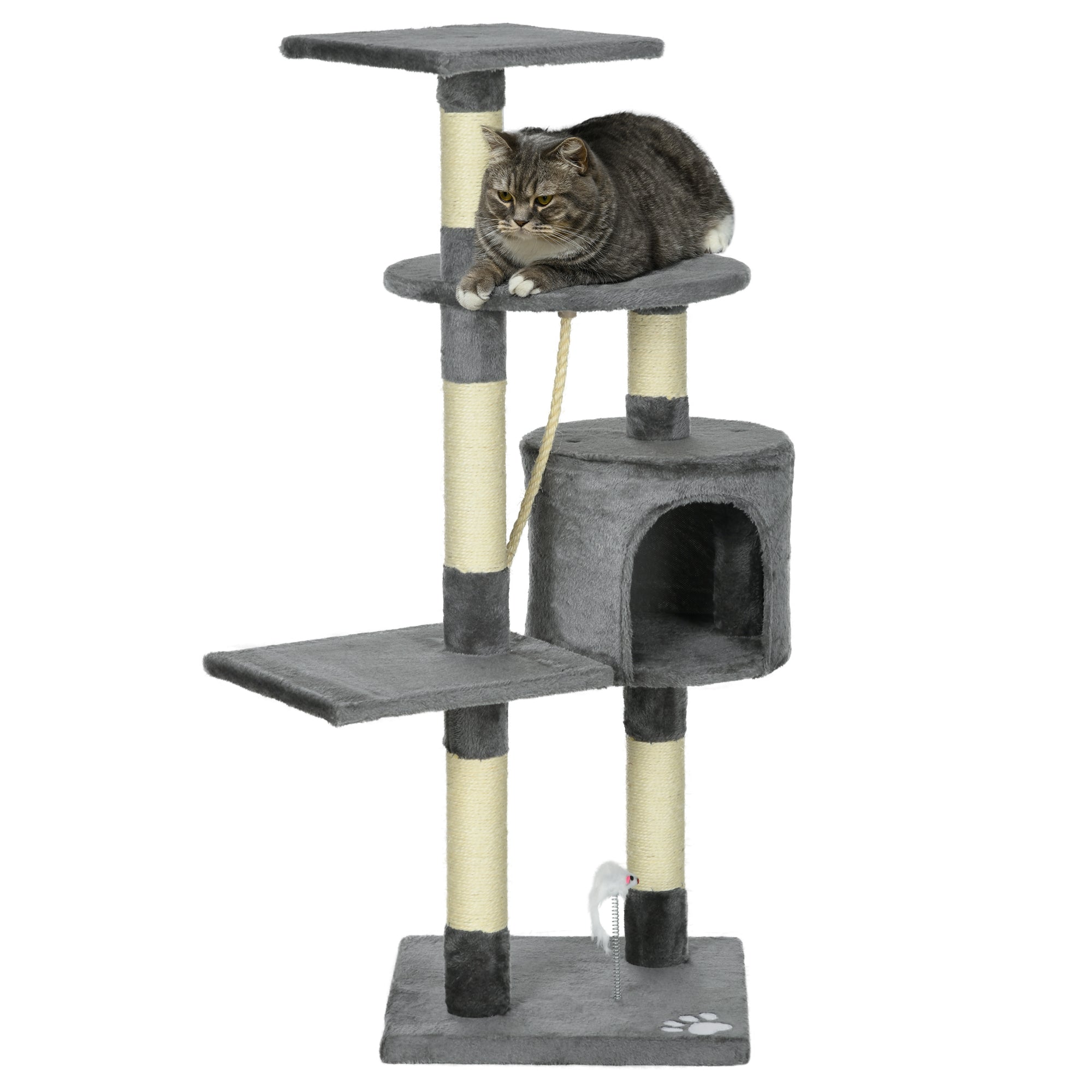 44Inch Scratching Cat Tree Multi Level Activity Center Kitty Condo Furniture Post Grey Floor to Ceiling Cat Trees Grey  at Gallery Canada