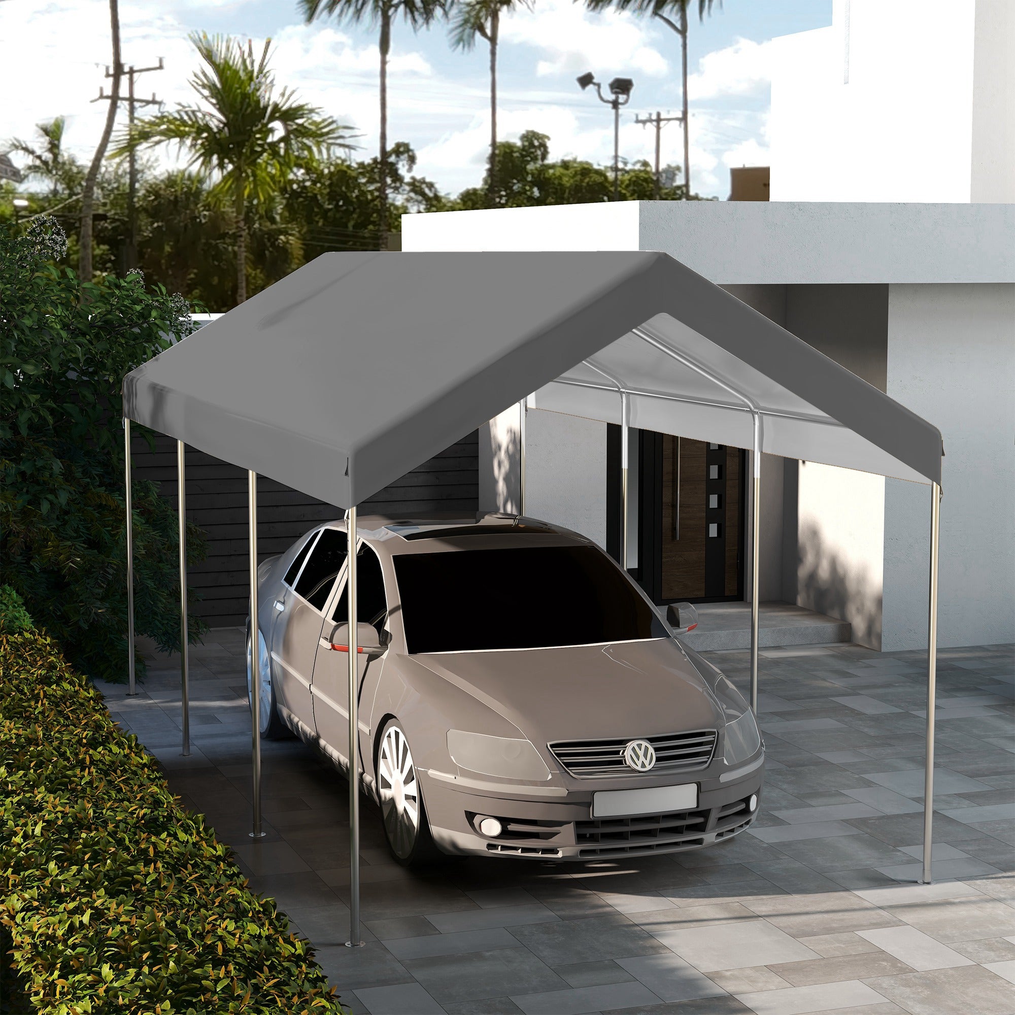 10 x 20ft Carport Replacement Canopy, UV Resistant Garage Car Cover with Ball Bungee Cords, Dark Grey Gazebo Canopy Replacement at Gallery Canada