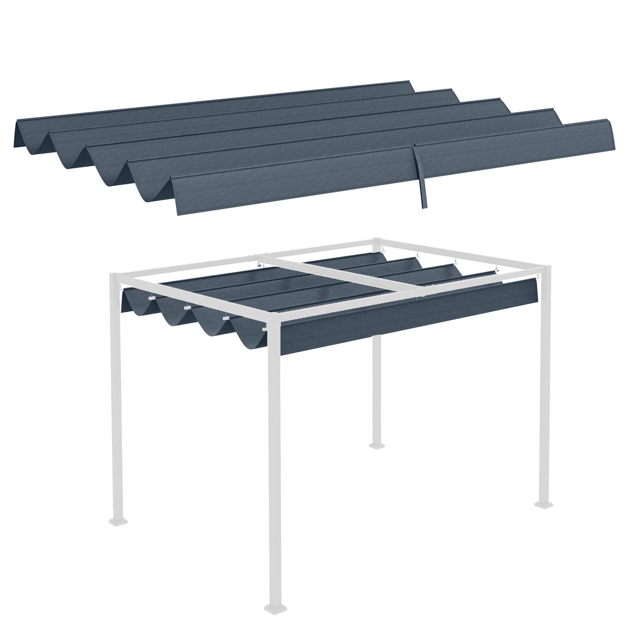 Pergola Canopy, Retractable Sun Shade Cover for 9.8' x 7.1' Pergola, UV30+ Protected, Dark Grey Gazebo Canopy Replacement at Gallery Canada