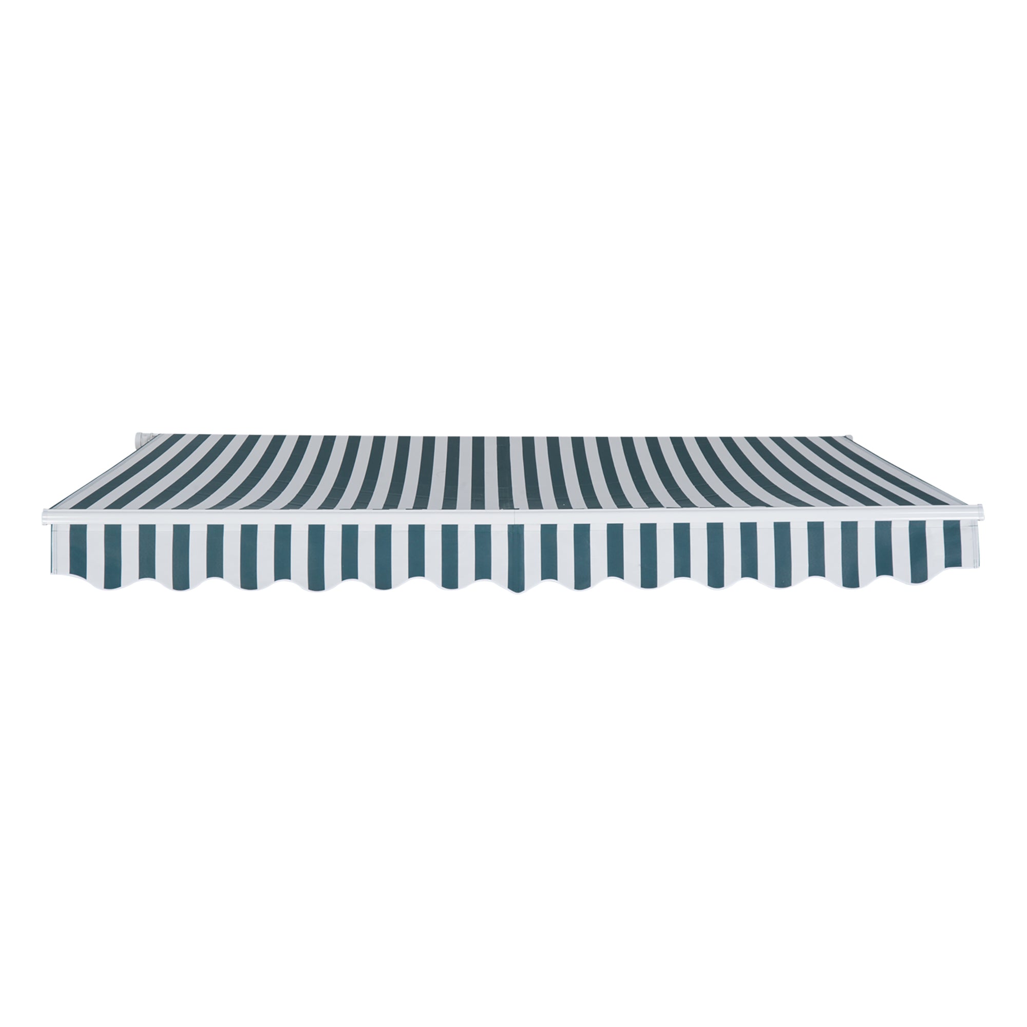 10' x 8' Manual Retractable Awning, Sun Shade Shelter Canopy, with Aluminum Frame and UV Protection for Patio Deck Yard Window Door, Green Stripe Deck Awnings at Gallery Canada