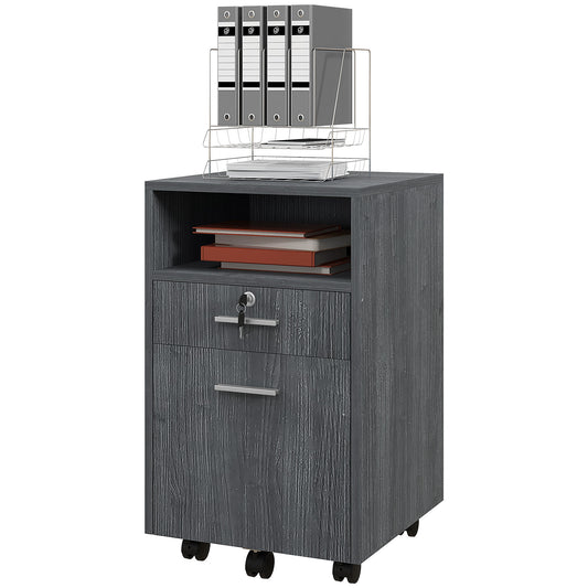 Small Filing Cabinet with 2 Drawers, Lockable Home Office Storage Cabinets on Wheels for A4, Letter Size, Grey Office Cabinets & Cupboards   at Gallery Canada