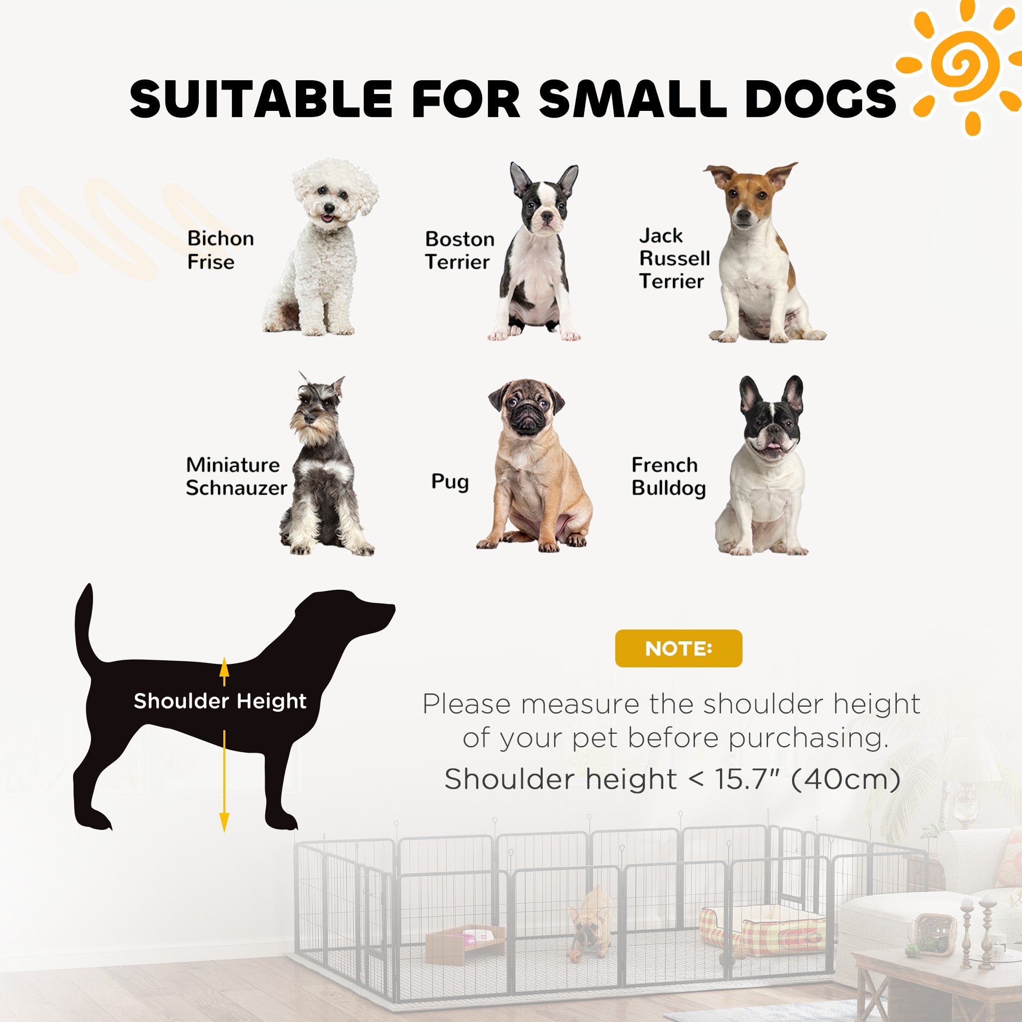 16 Panels Dog Playpen with Straps, Portable &; DIY, for Small Dogs, for Yard, RV, Camping, Garden, 24