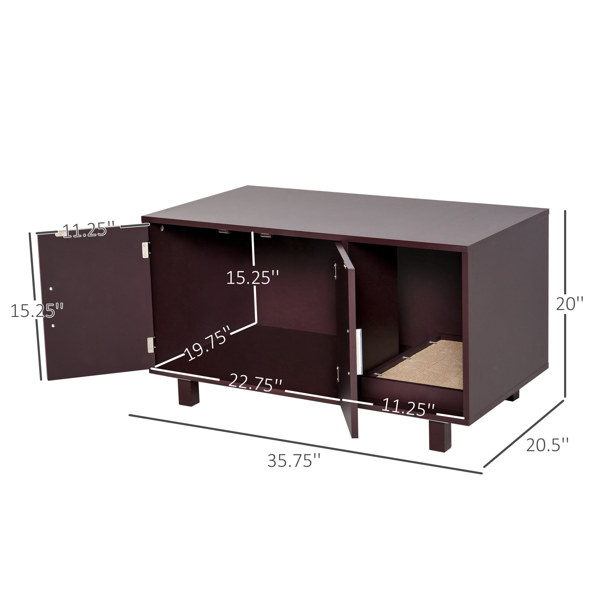 Cat Litter Box Enclosure, Hidden Litter Box Furniture, Cat House End Table Washroom with Scratching Pad, for Indoor Cats Kittens, Brown Cat Litter Box Enclosures at Gallery Canada