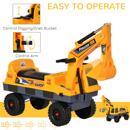 2-in-1 Ride-On Excavator Truck Toy with Music and Lights, Yellow Toy Excavators   at Gallery Canada