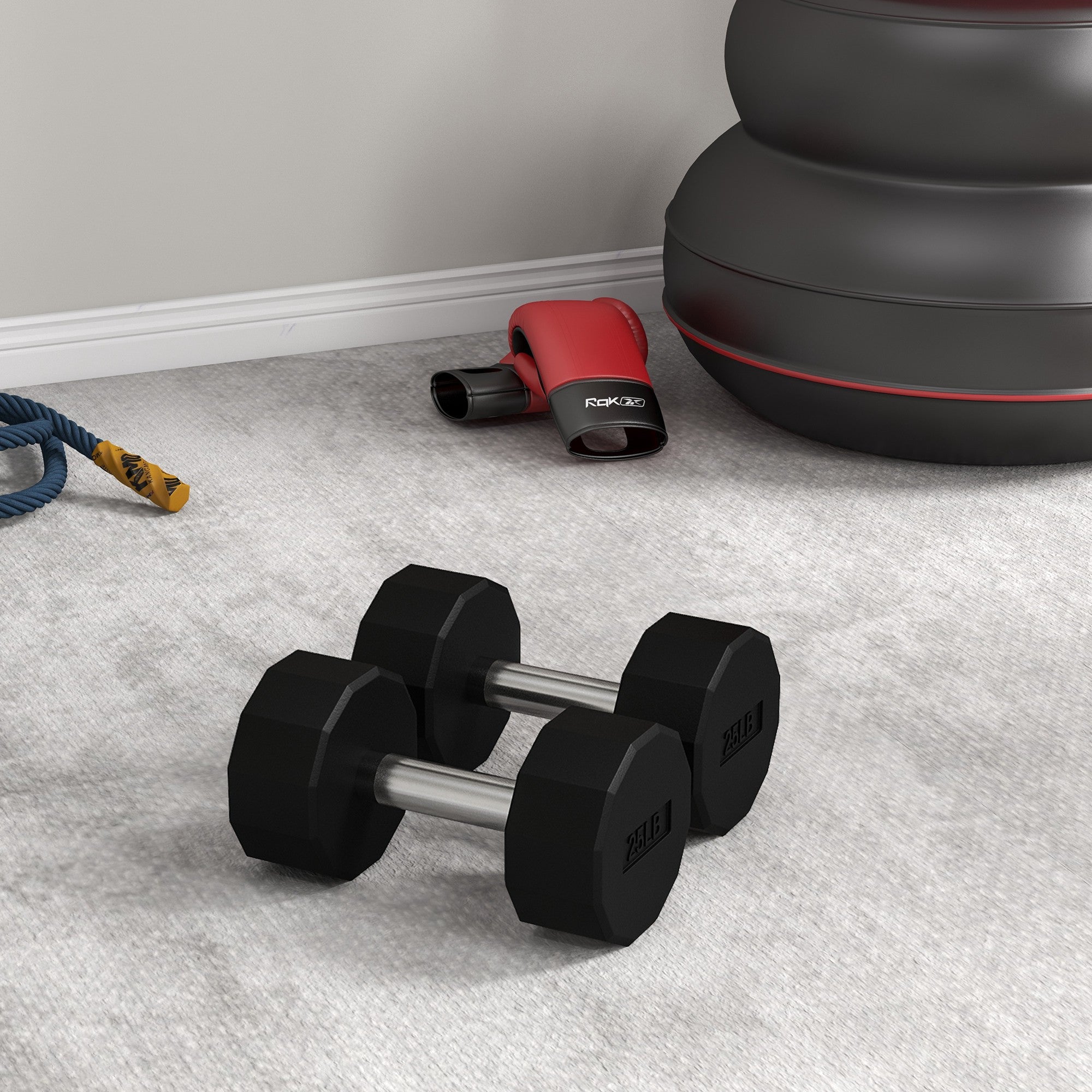 2 x 25lbs Dumbbells Set with Non-Slip Grip, Rubber Covered Weights for Men Women Home Gym Workout Dumbbells & Barbells at Gallery Canada