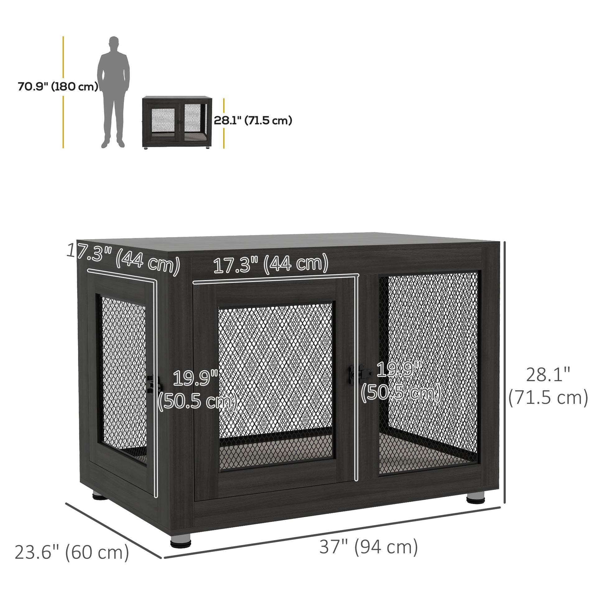 Pet Crate End Table with Water-resistant Cushion or Medium Small Dogs, Black Houses, Kennels & Pens   at Gallery Canada