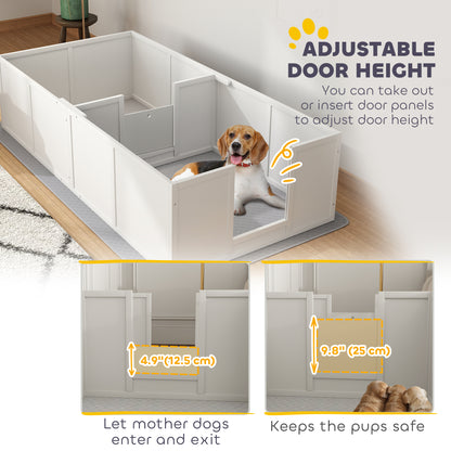 Whelping Box for Dogs w/ Adjustable, Removable Door, for Small Medium Dogs, 77" x 38", White Houses, Kennels & Pens   at Gallery Canada