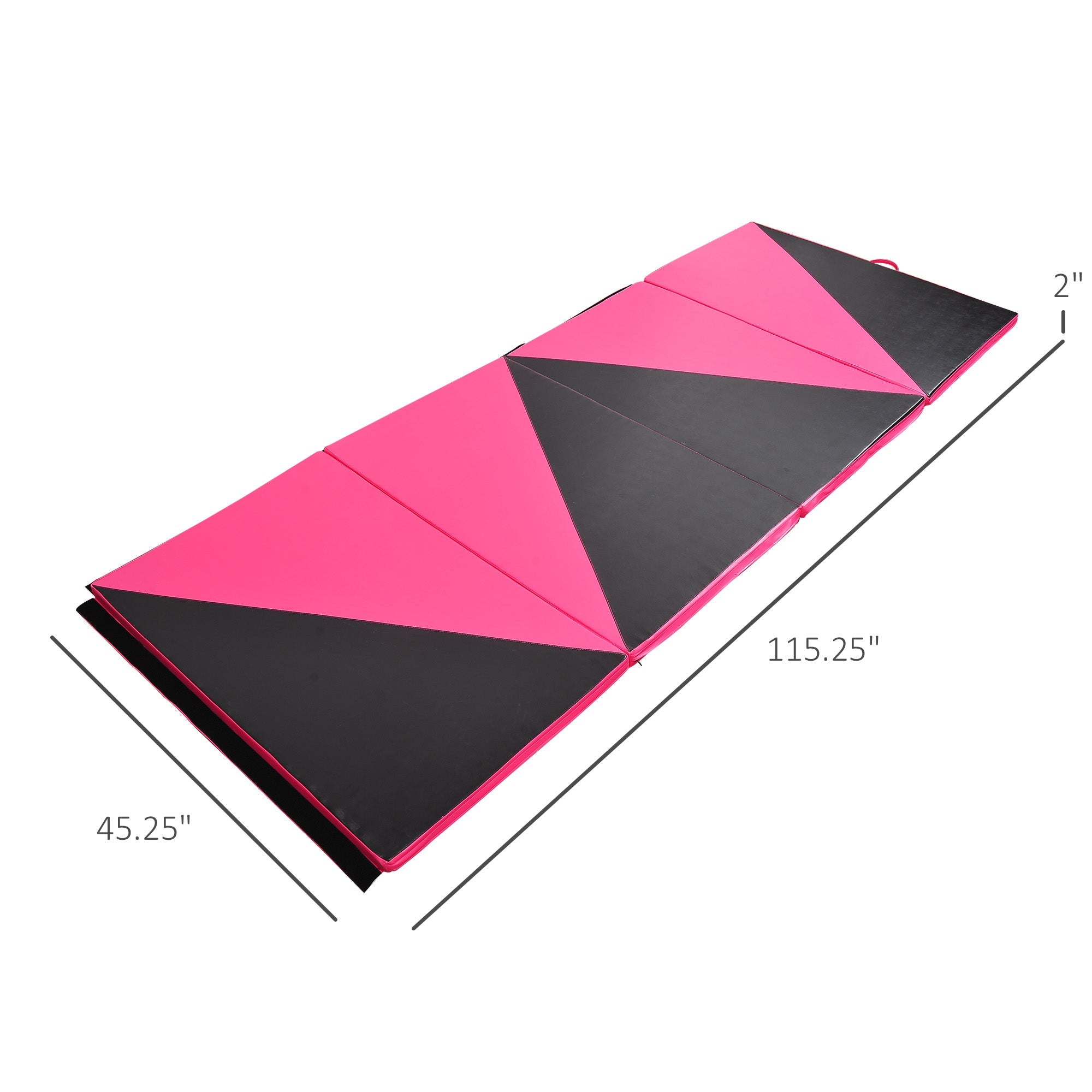 4'x10'x2'' Folding Gymnastics Tumbling Mat, Exercise Mat with Carrying Handles for Yoga, MMA, Martial Arts, Stretching, Core Workouts, Pink and Black Gymnastics Mats   at Gallery Canada