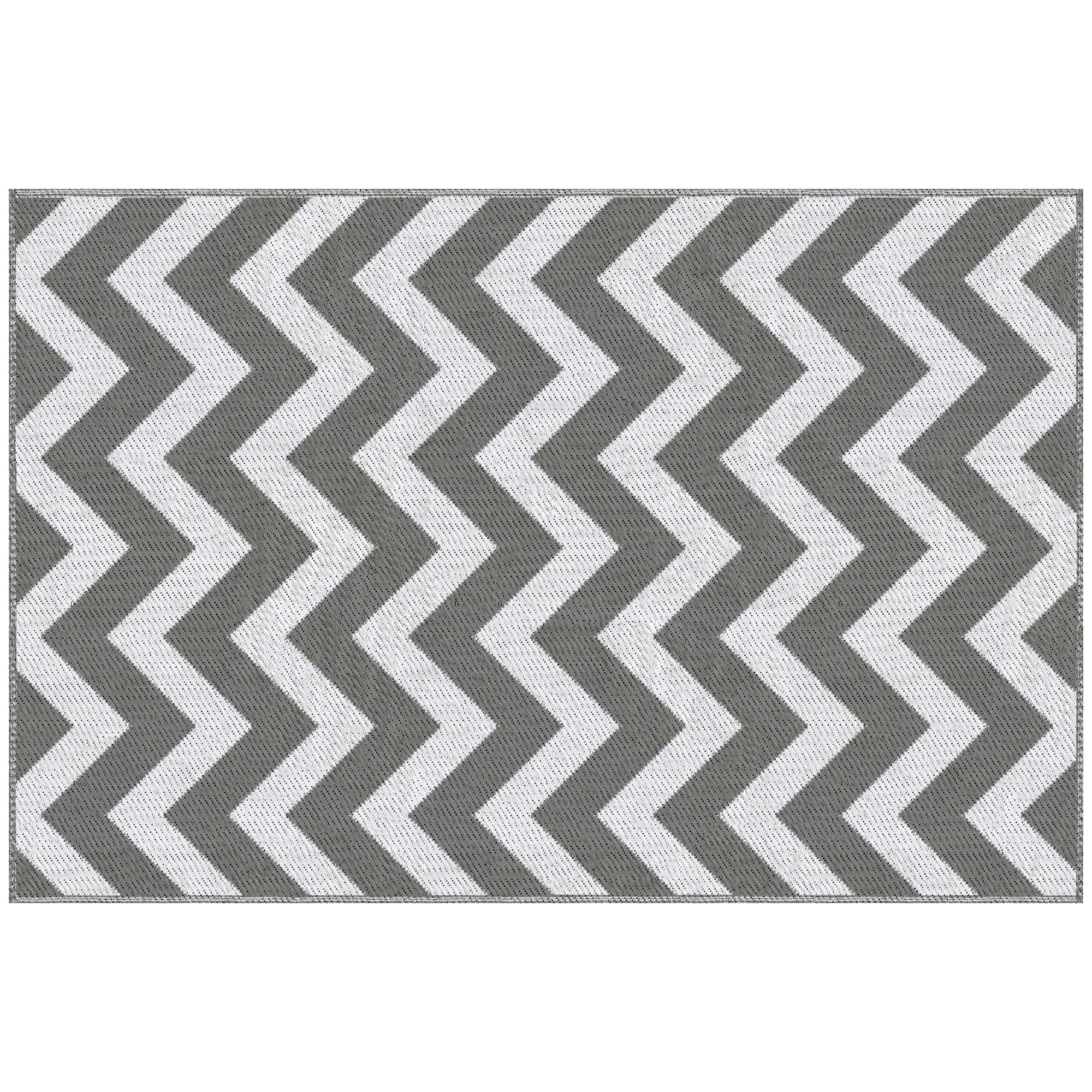 Reversible Outdoor RV Rug, Patio Floor Mat, 4' x 6' Plastic Straw Rug for Backyard, Deck, Beach, Camping, Grey &; White Garden Decor at Gallery Canada