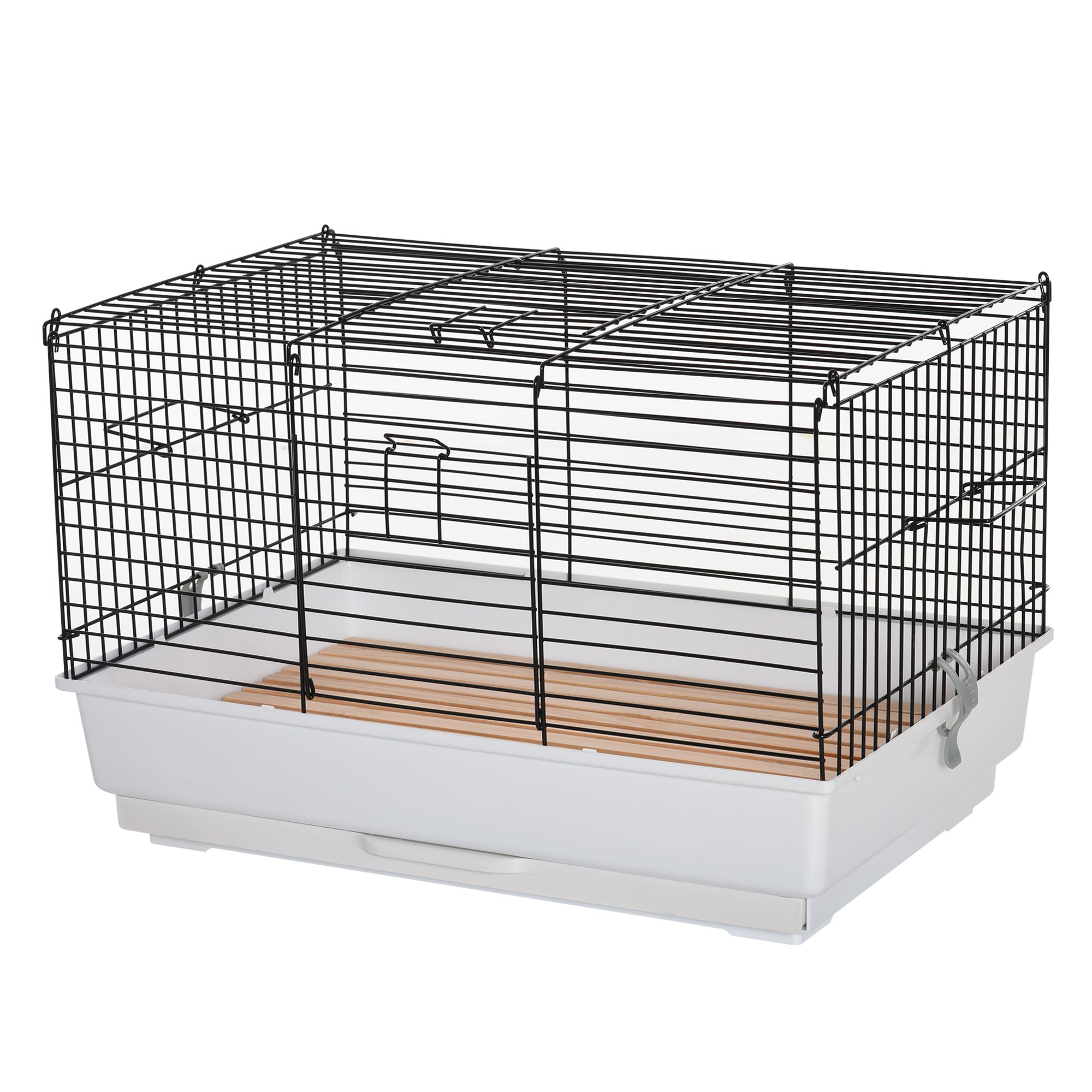 Small Animal Cage, Bunny Cage, Pet Pen with Sliding-out Trays, Bottom Wood Board, Doors, for Guinea Pigs, 24