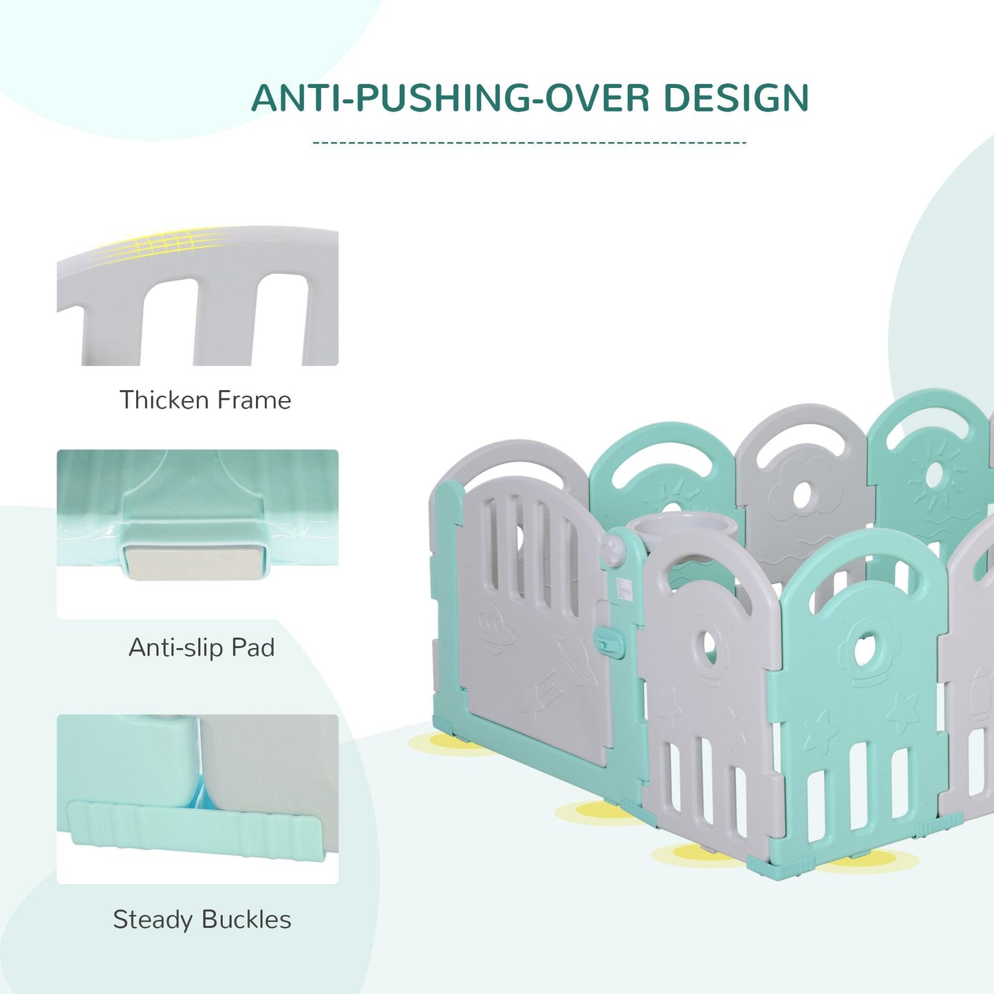 Baby Enclosure, 14 Panels Baby Playpen Baby Play Yard, Indoor &; Outdoor Kids Activity Center, Green Baby Enclosures   at Gallery Canada