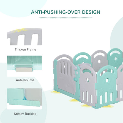 Baby Enclosure, 14 Panels Baby Playpen Baby Play Yard, Indoor &; Outdoor Kids Activity Center, Green Baby Enclosures   at Gallery Canada