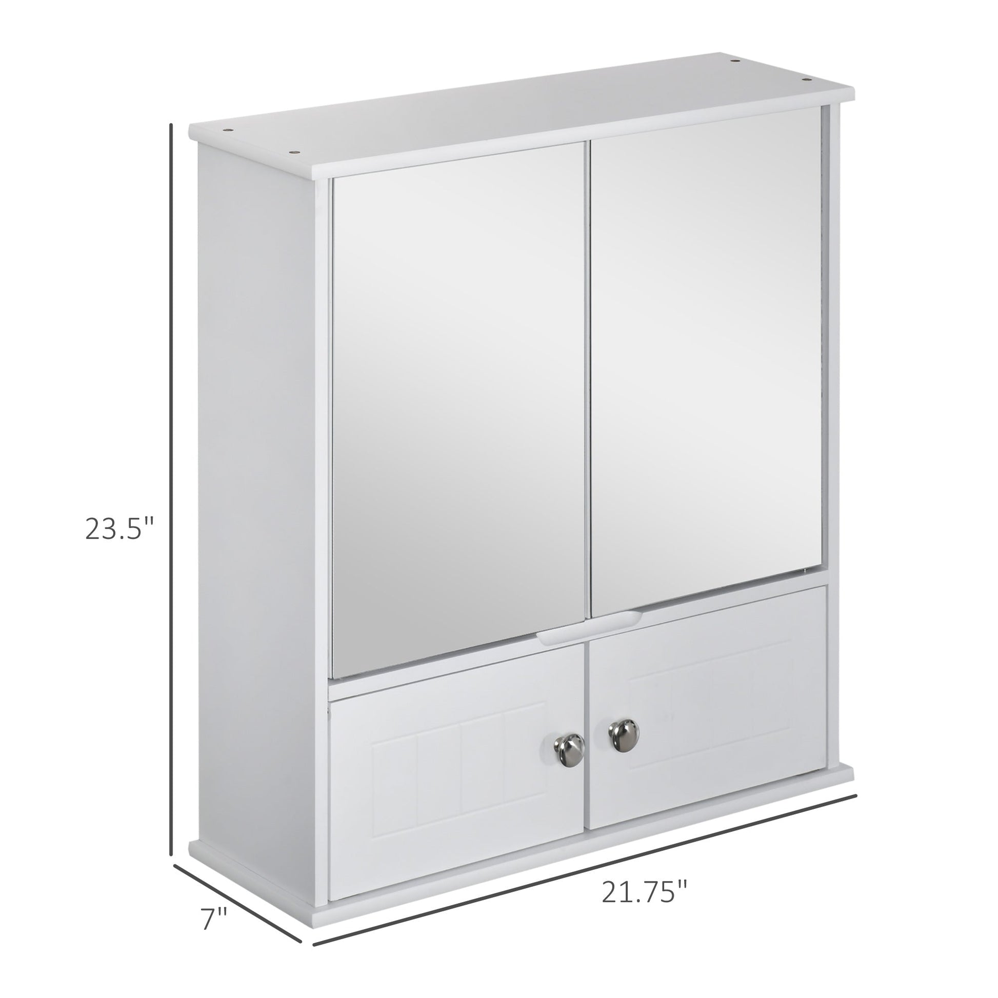 Bathroom Mirror Cabinet, Wall Mounted Medicine Cabinet, Storage Cupboard with Double Doors and Adjustable Shelf, White Mirror Medicine Cabinets   at Gallery Canada