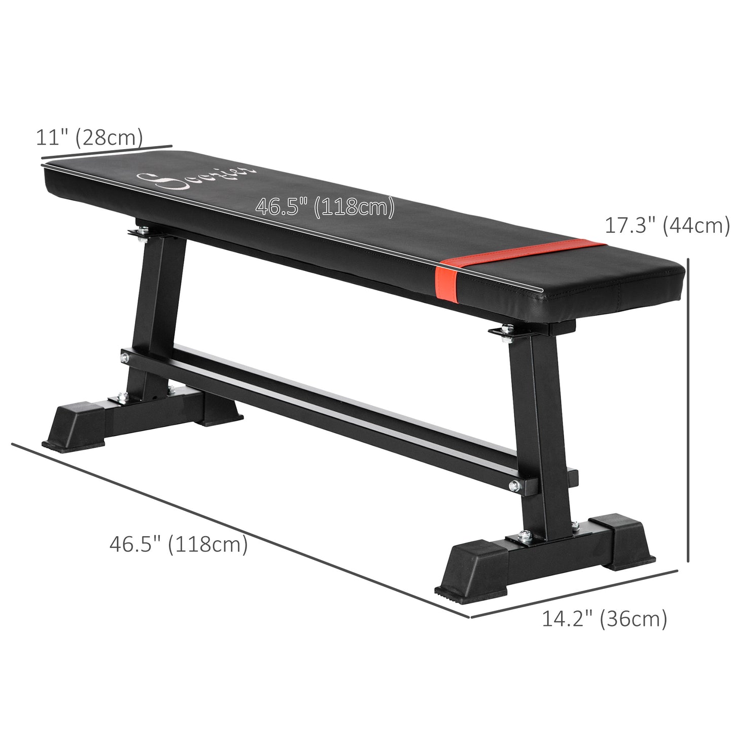 Flat Weight Bench with Dumbbell Rack, Padded Seat and Anti-slip Foot Pads for Home Gym Workout Weight Benches   at Gallery Canada