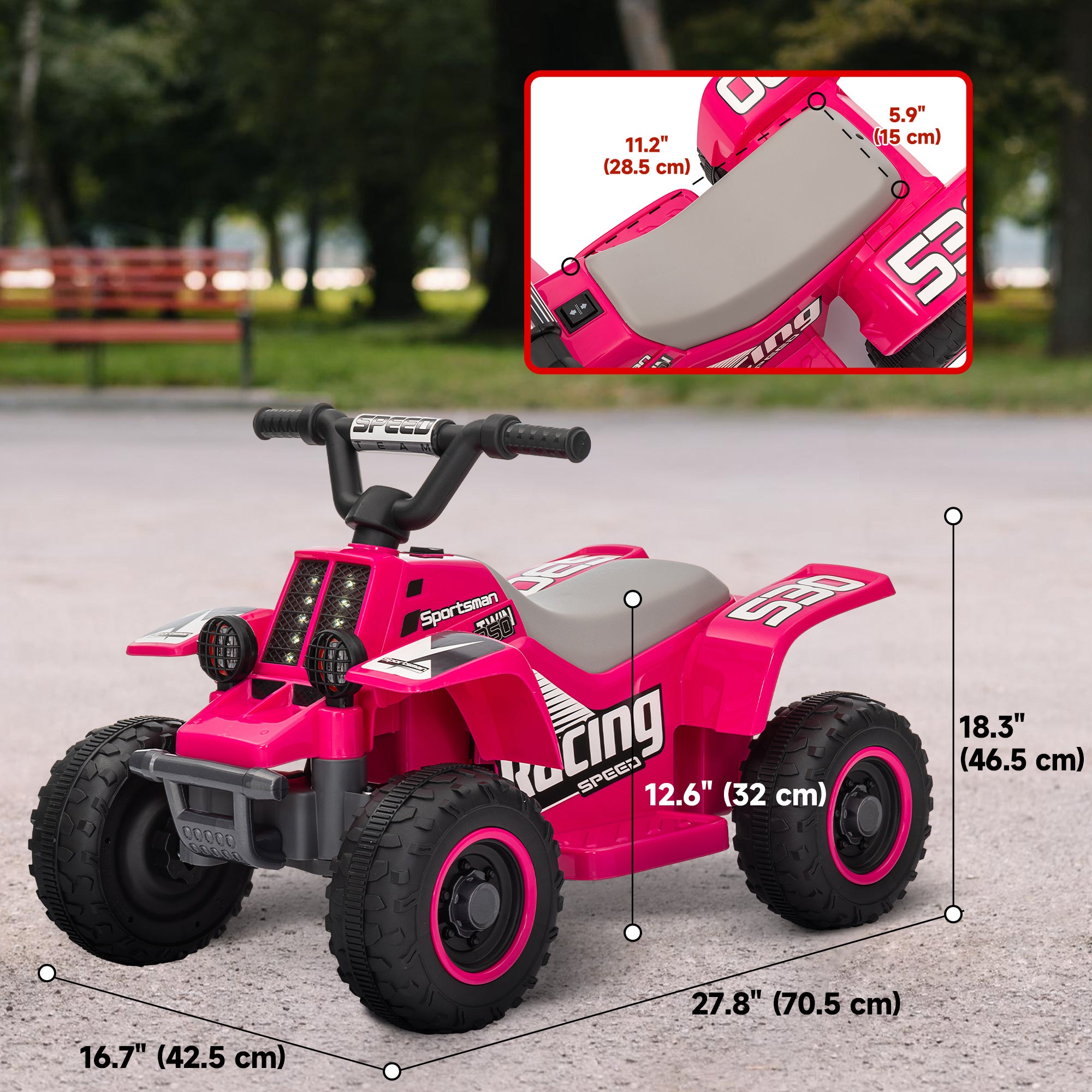 6V Kids ATV Quad, 4 Wheeler Battery Powered Electric Ride on Car w/ Lights, Forward Backward, for 3-6 Years, Pink Electric Toy Cars   at Gallery Canada