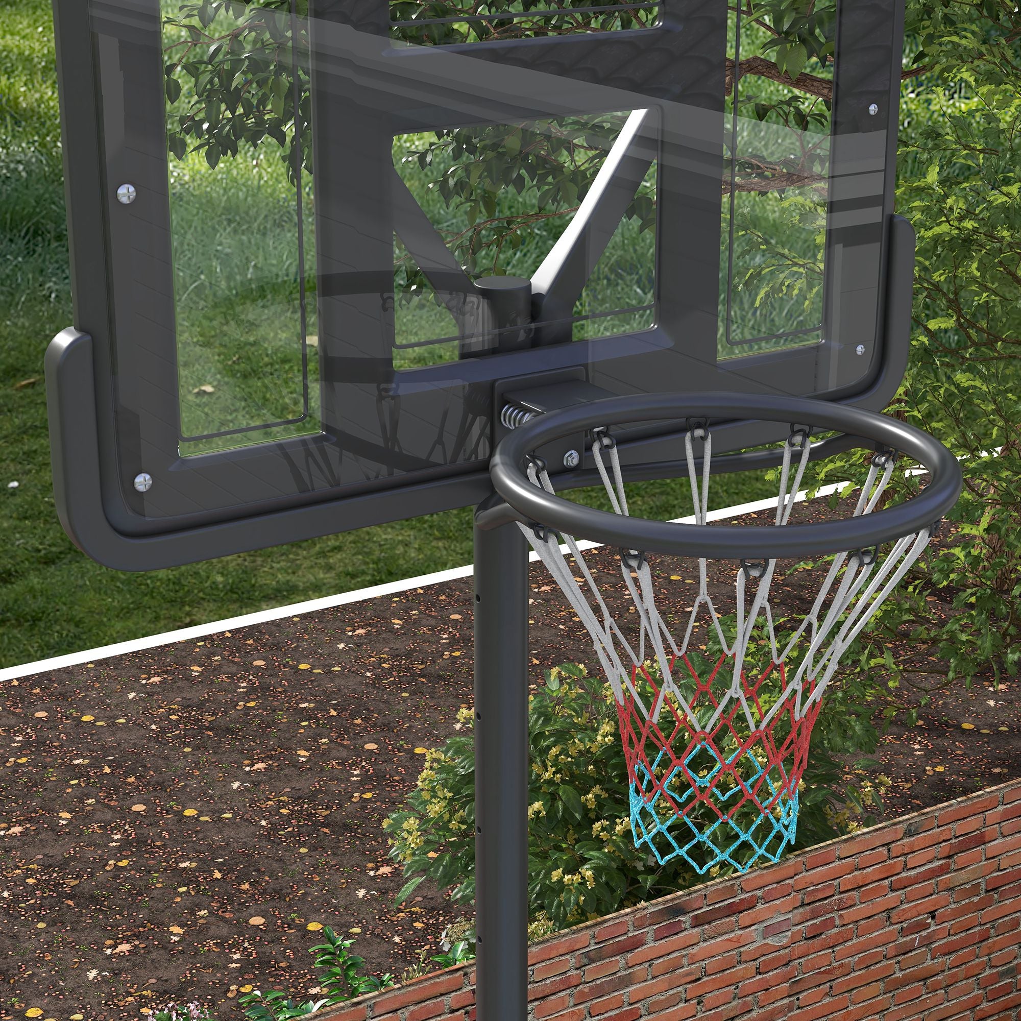 7.5-10FT Portable Basketball Hoop, Dual-use for Swimming Pool or Backyard, Basketball Net Goal with 43.25