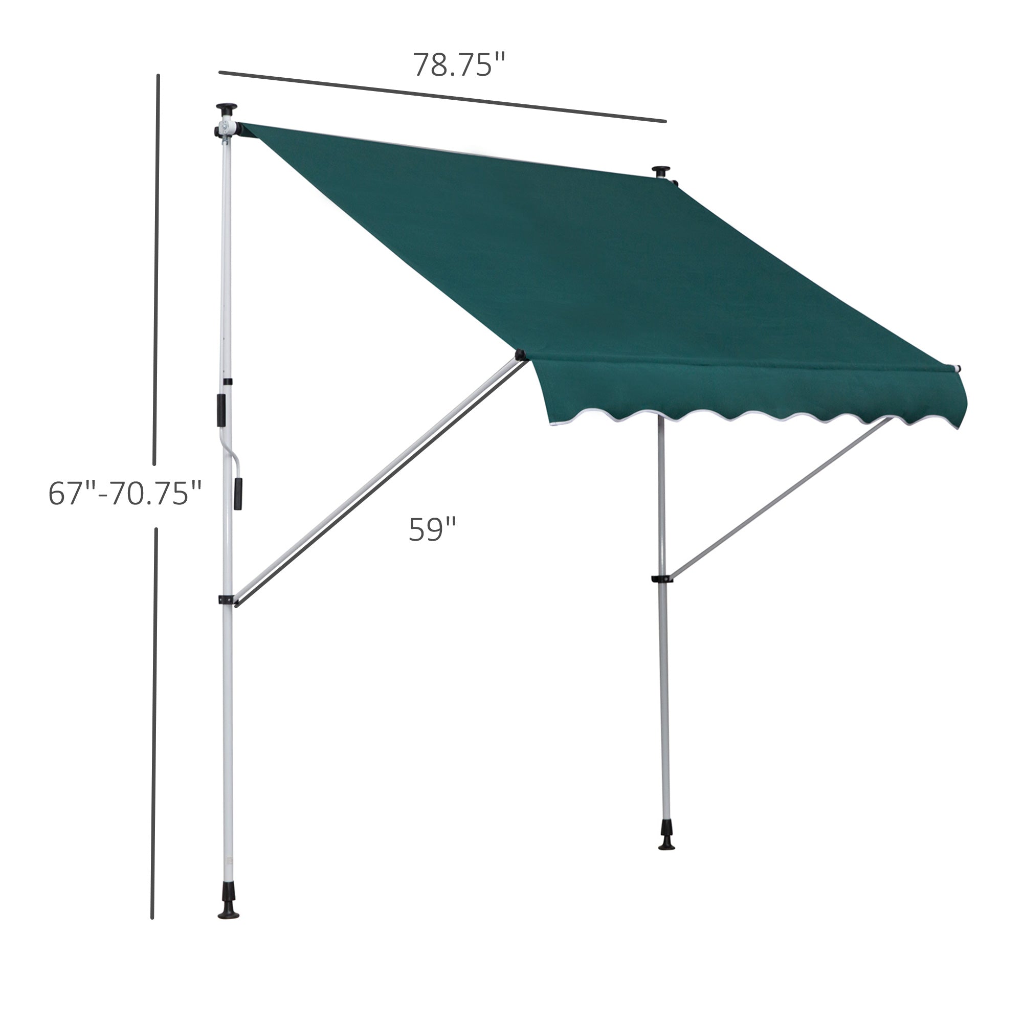 6.6'x5' Manual Retractable Patio Awning Window Door Sun Shade Deck Canopy Shelter Water Resistant UV Protector Green Door Awnings   at Gallery Canada