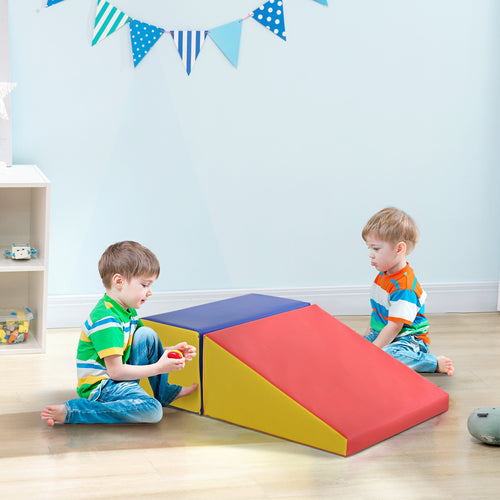 2-Piece Climb and Crawl Activity Soft Play Set, Secure Foam Blocks Playset for Toddler Preschooler Babies Indoor, Activity Structure Play Equipment, Multi-colour