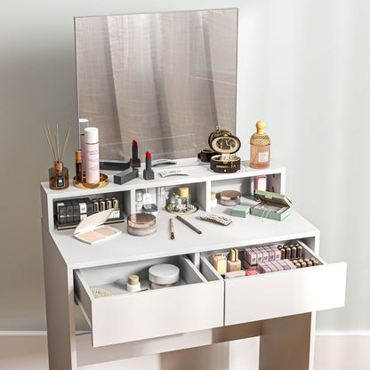 Makeup Vanity Desk with Mirror, for Bedroom, Modern Dressing Table with Drawers, Compartments, White Dressing & Vanity Tables   at Gallery Canada