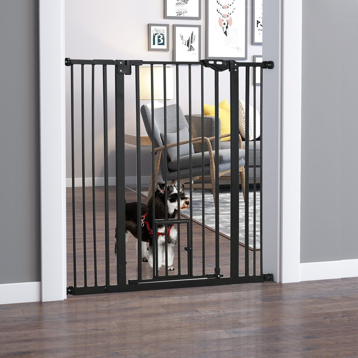 41" Easy Open Indoor Dog Gates for Doorways, House, Stair - Black Houses, Kennels & Pens   at Gallery Canada