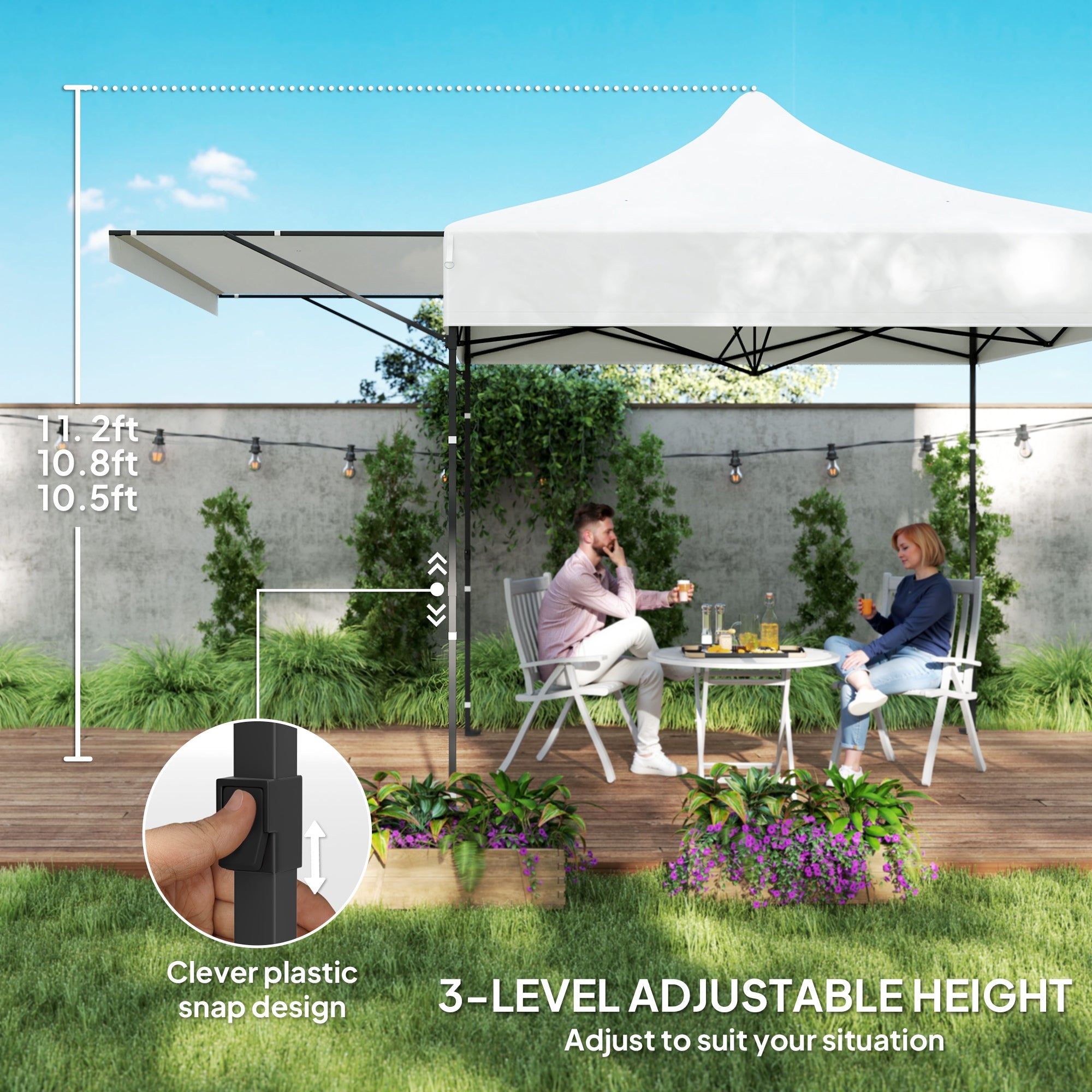 10' x 10' Pop Up Canopy Tent with Awning and Sidewalls, Instant Sun Shelter with Wheeled Bag and Sand Bags Pop Up Canopies at Gallery Canada