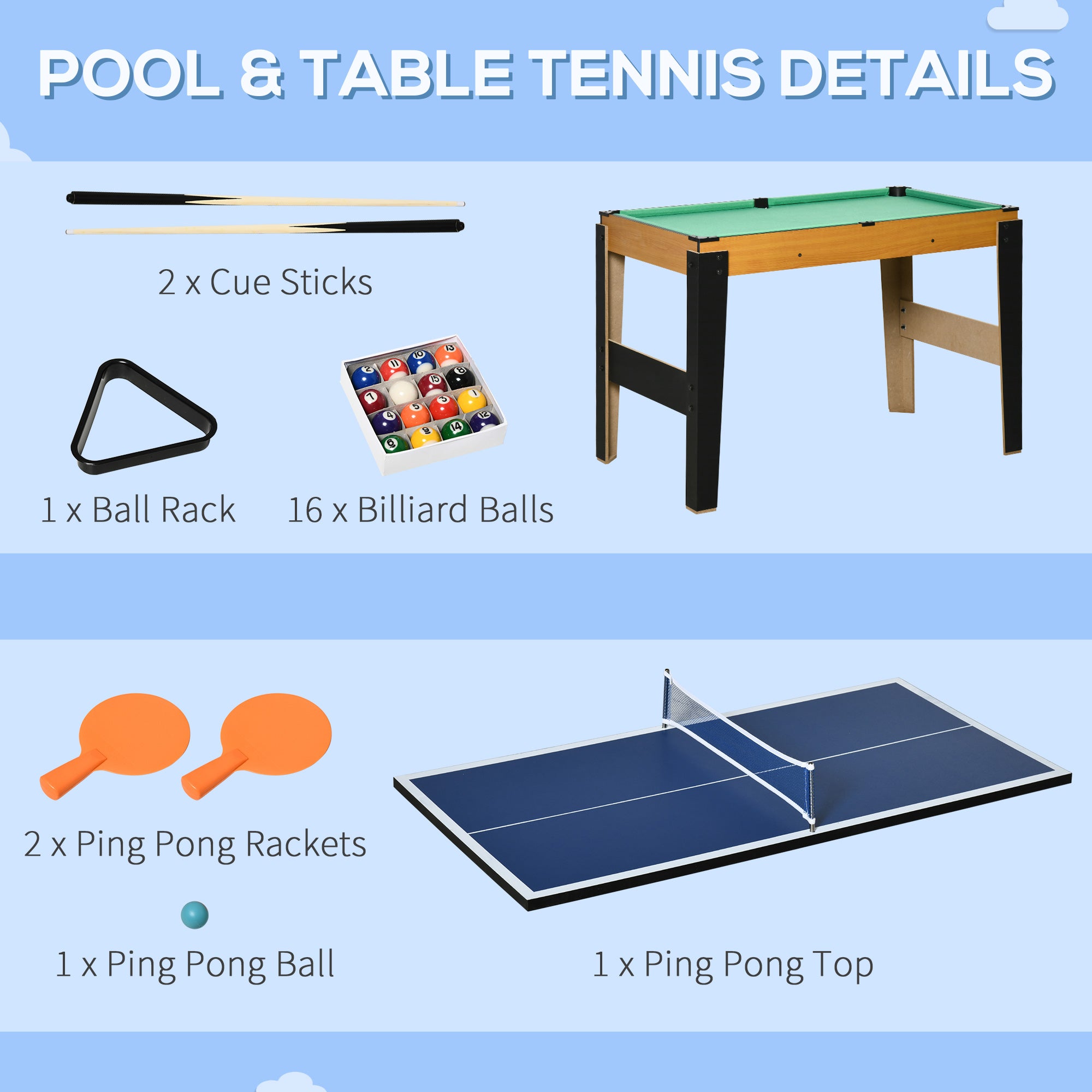 43'' 4-in-1 Multi-Gaming Table, Tabletop Billiards Hockey Table Tennis Foosball Game, Easy Set up for Whole Family Game Tables at Gallery Canada