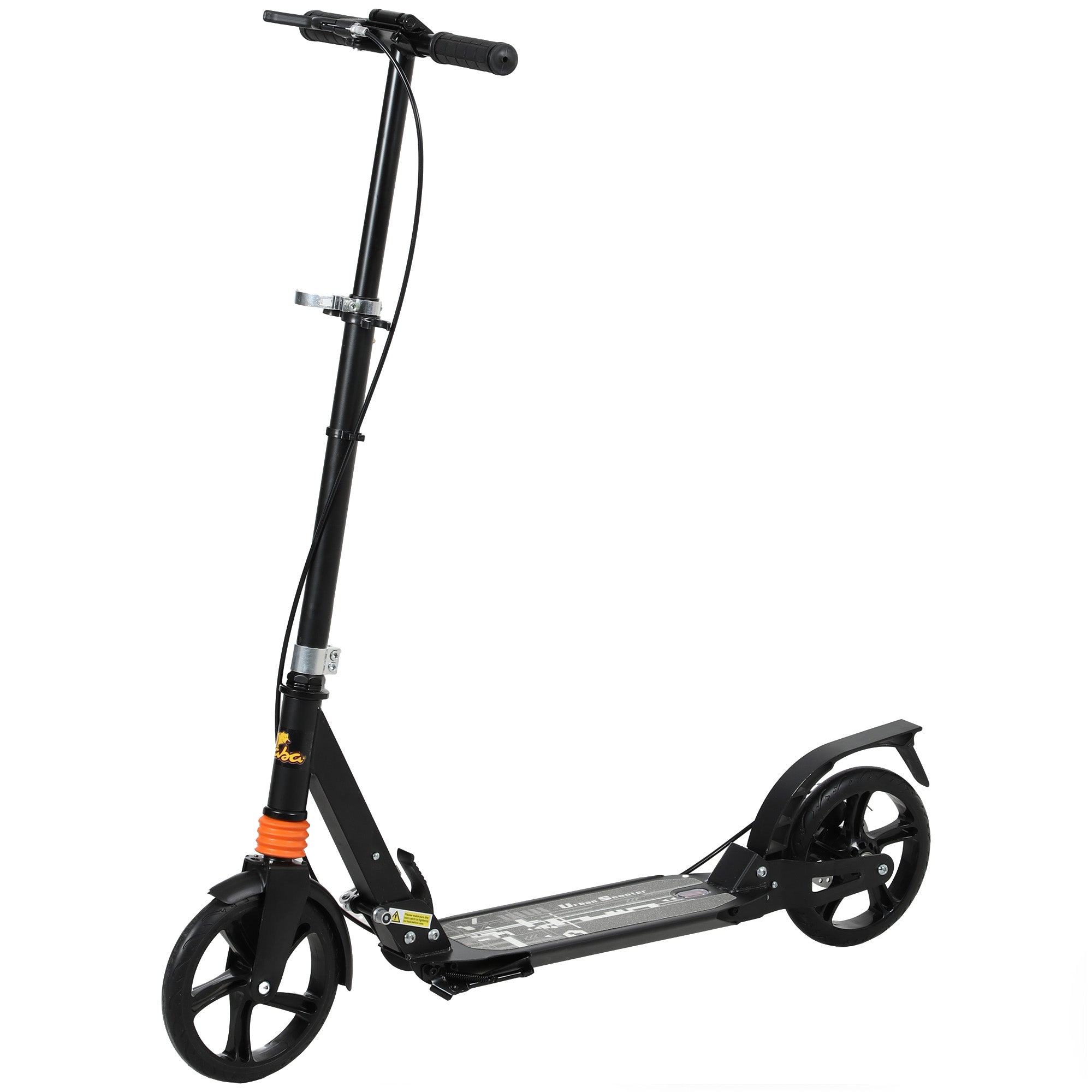 Foldable Kids Scooter with 4 Adjustable Height, Double Brake, Shock Absorption for Ages 6-12, Black Scooters Black at Gallery Canada