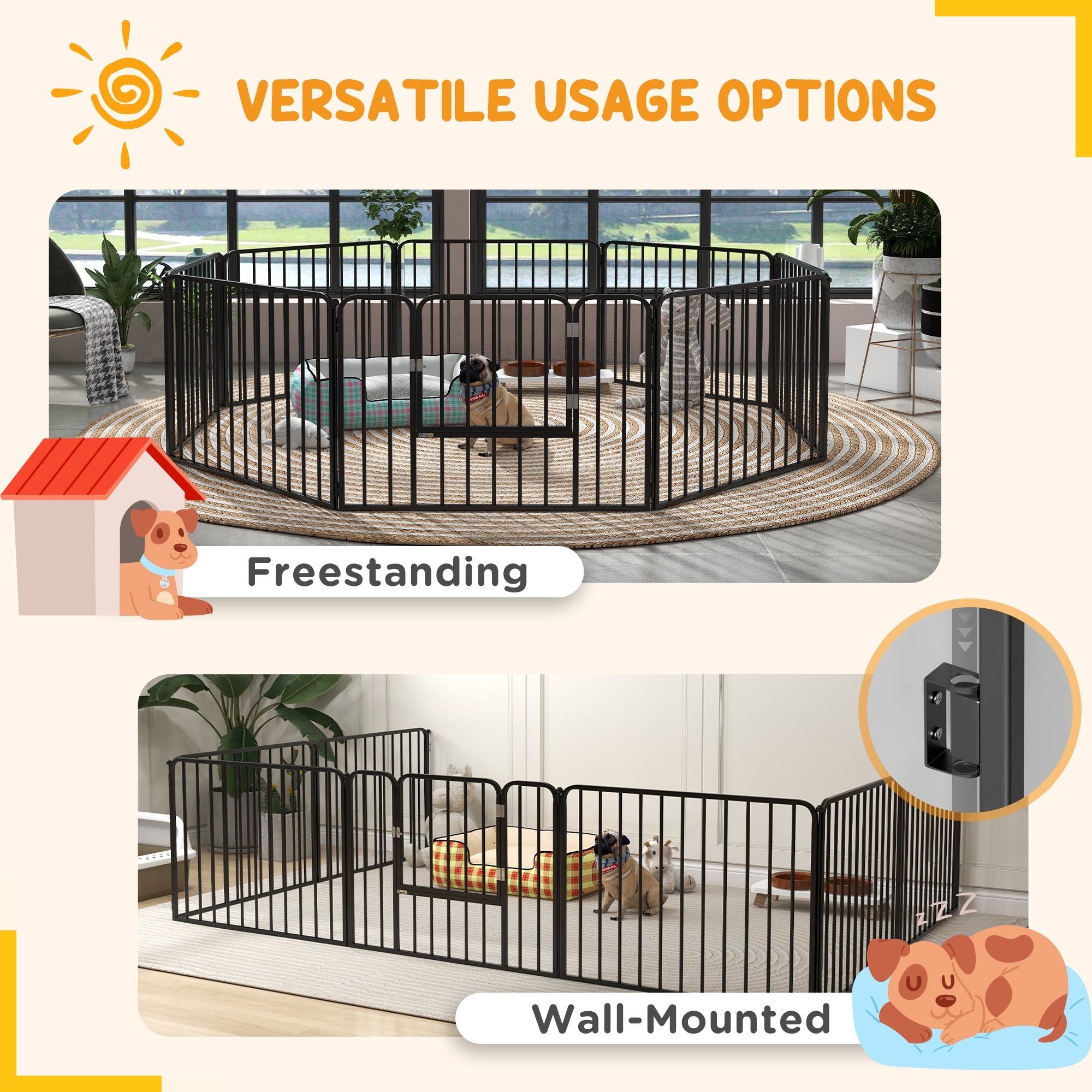 Dog Fence Outdoor 8 Panels 24