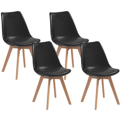 Modern Dining Table Chairs Set of 4, Rubber Wood Kitchen Table Chairs with PU Leather Cushion for Living Room, Bedroom Bar Sets   at Gallery Canada