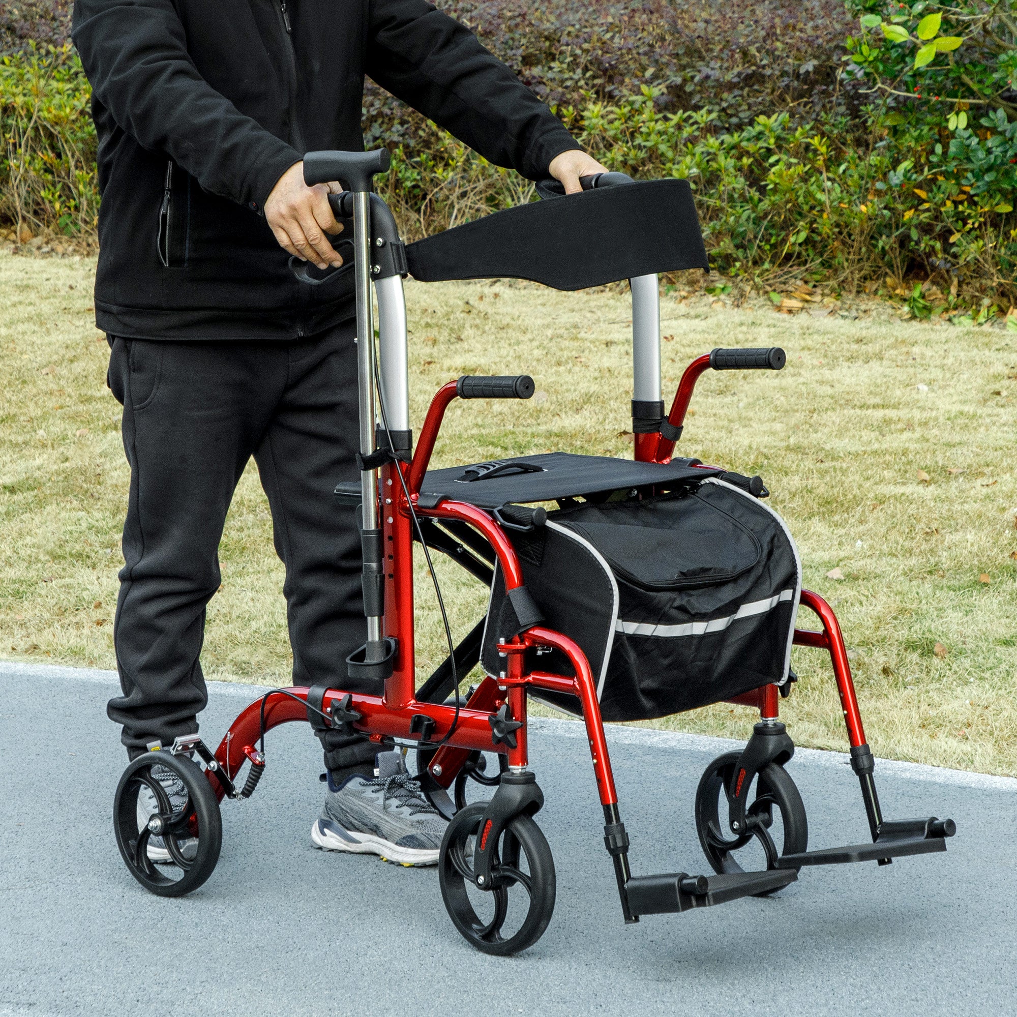 Rollator Walker with Seat, Folding Rolling Walker with 8