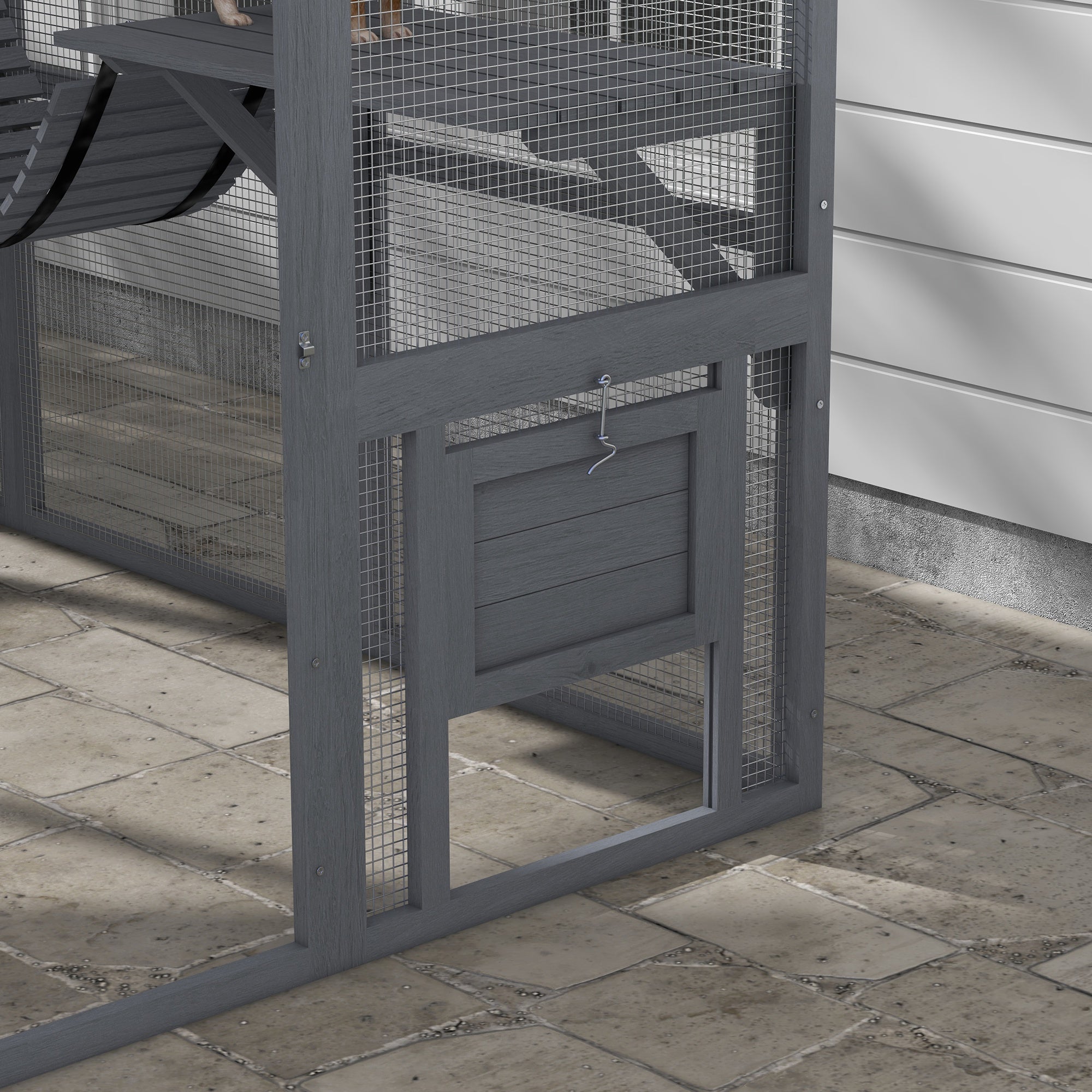 Outdoor Cat Enclosure Wooden Feral Cat House w/ Weatherproof Canopy, Bridges, Resting Boxes, Platforms, for 3-6 Cats Outdoor Cat Enclosures at Gallery Canada