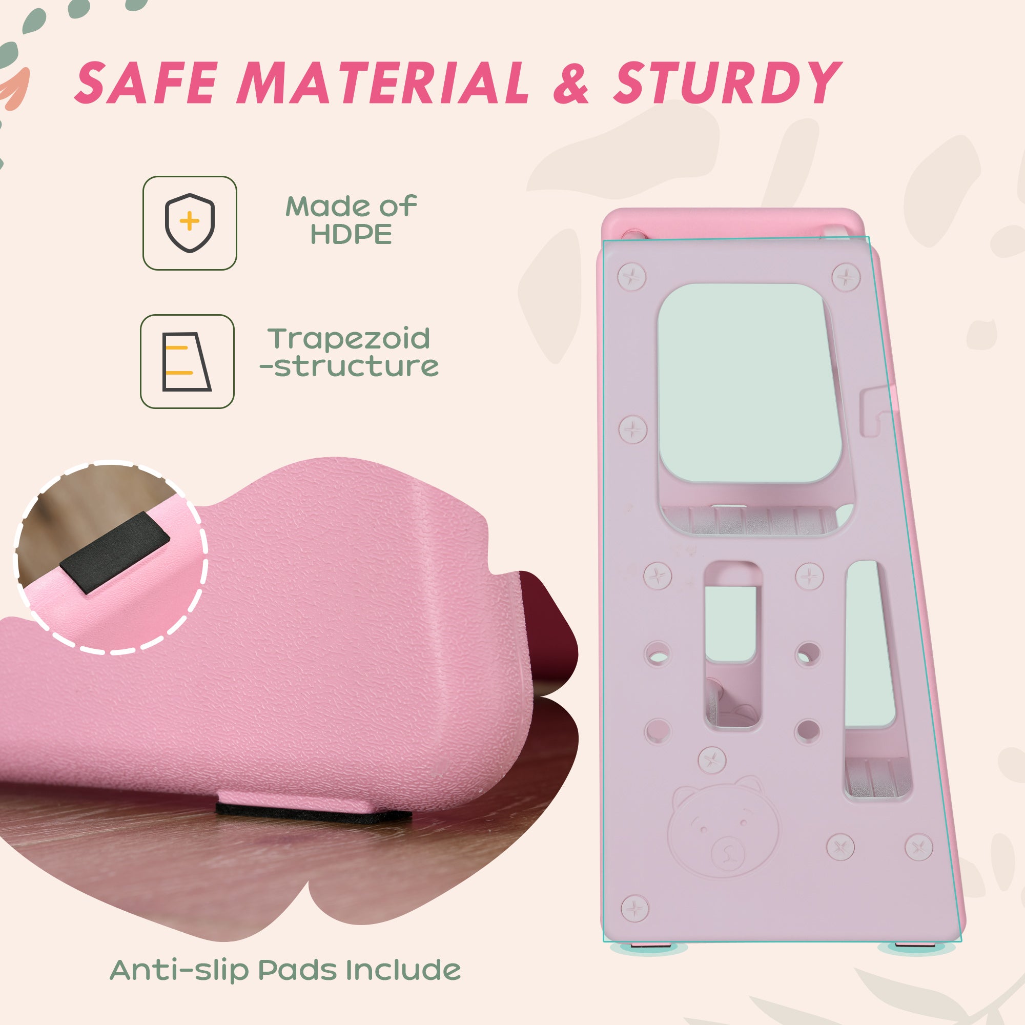 Toddler Kitchen Helper 2 Step Stool with Adjustable Height Platform and Safety Rail, Pink Toddler & Kids Step Stools at Gallery Canada