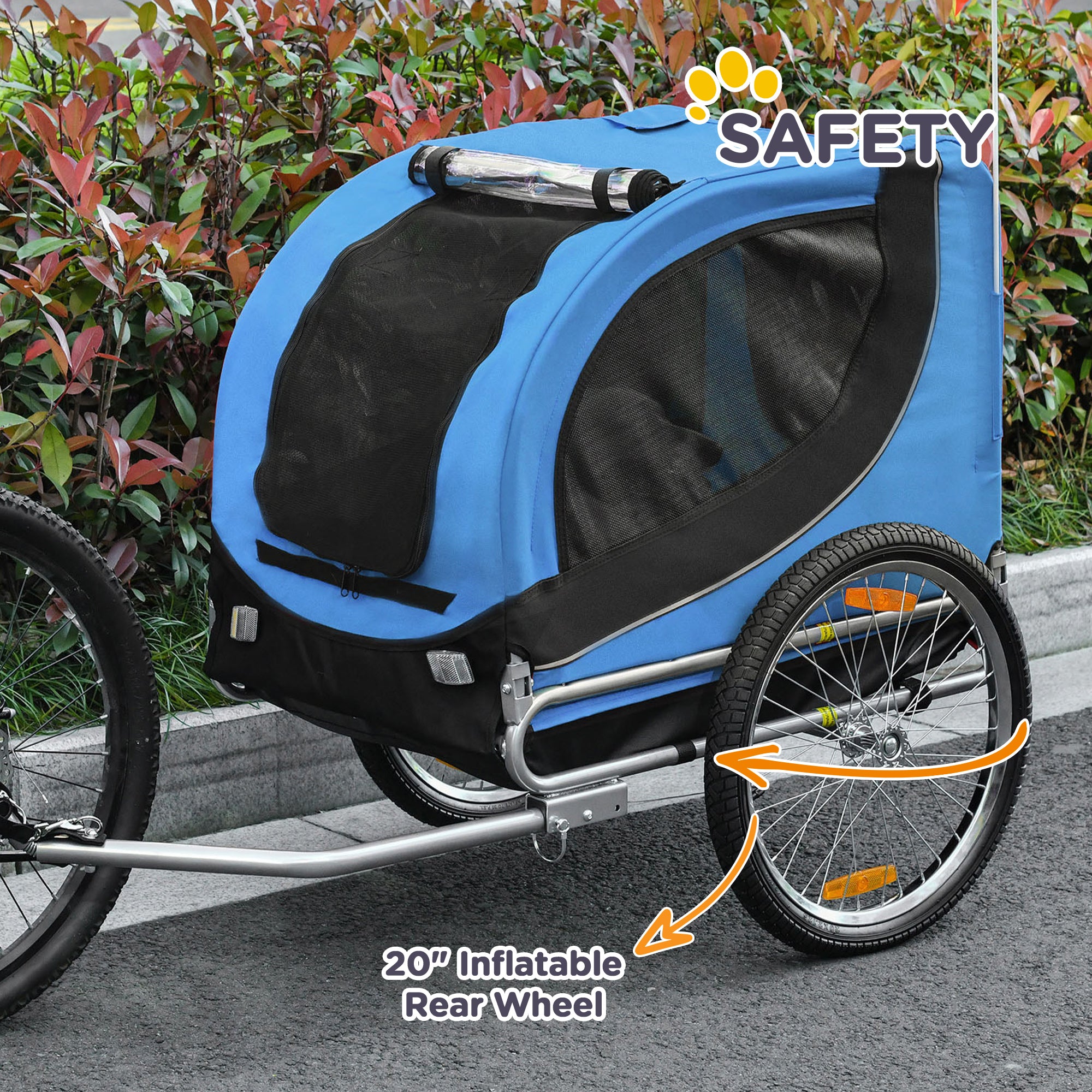 Dog Bike, Trailer Foldable Pet Cart, Bicycle Wagon, Cargo Carrier Attachment for Travelling w/ Safety Anchor, Blue Dog Bike Trailers & Strollers at Gallery Canada