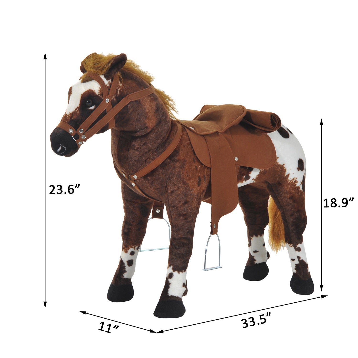 Standing Ride on Horse Children Cowboy Plush Pony Toy w/ Neighing Sound Brown Rocking Horses Options  at Gallery Canada