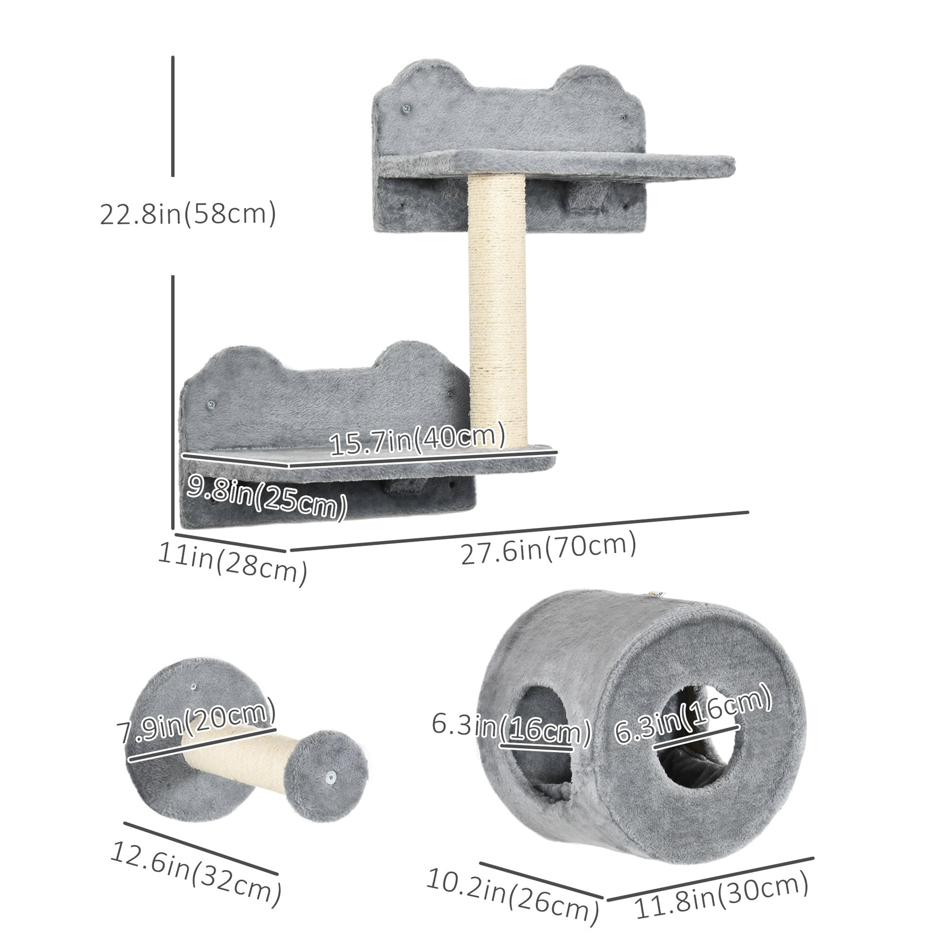 Pet Wall-mounted Climbing Shelf Set, Grey Cat Climbing Wall   at Gallery Canada