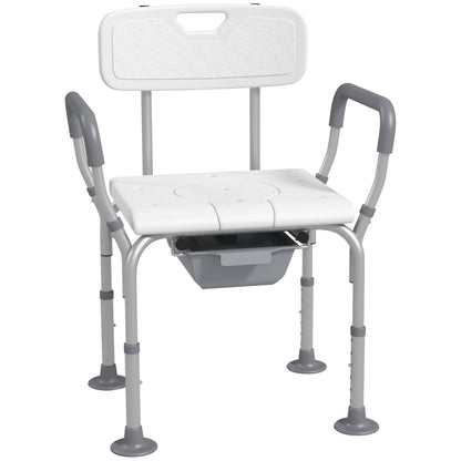 3-in-1 Shower Chair with Back, Adjustable Bedside Commode, Raised Toilet Seat w/ Rubber Foot Pad for Seniors, Disabled Bath Chairs   at Gallery Canada