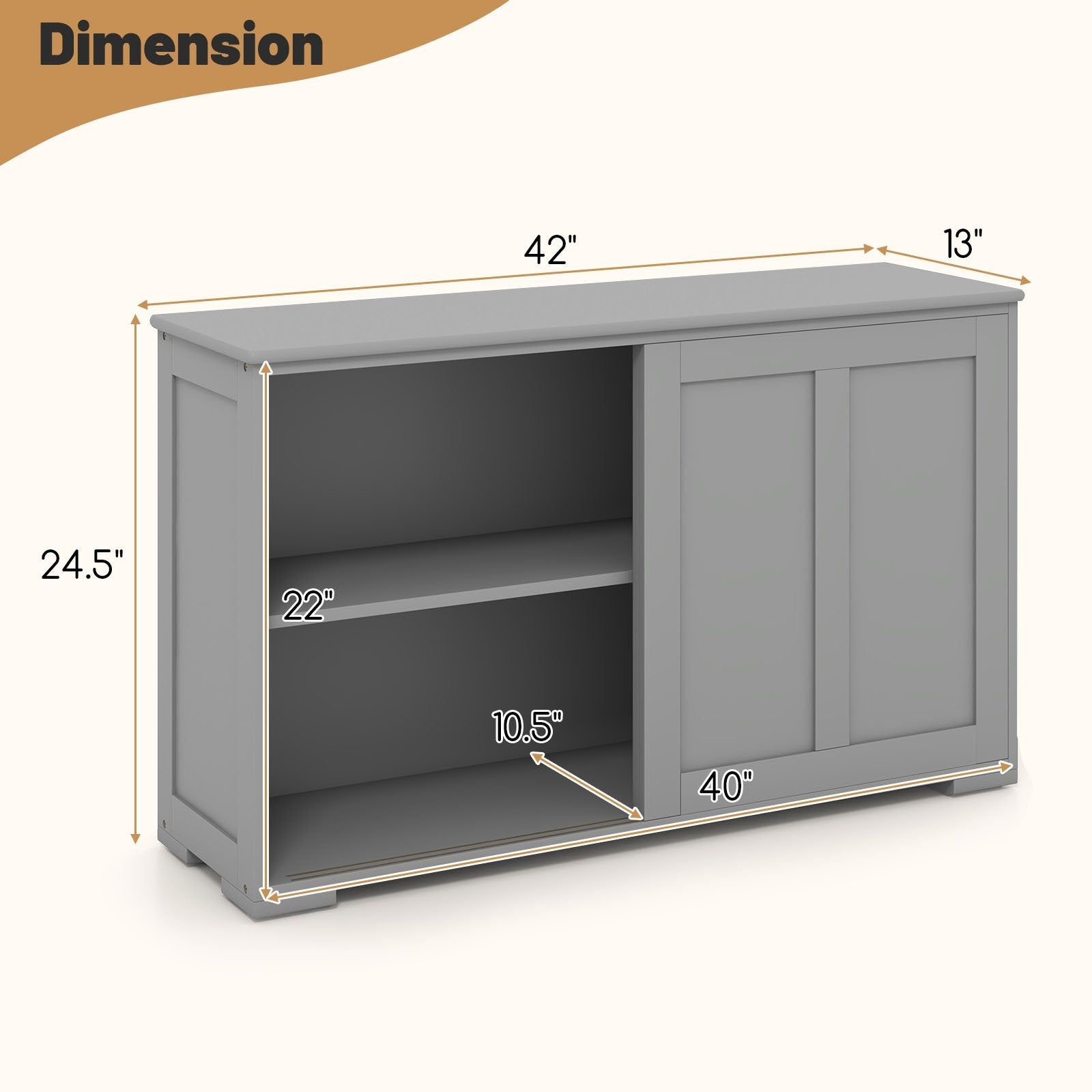 Antique Stackable Kitchen Storage Sideboard with Height Adjustable Shelf, Gray Sideboards Cabinets & Buffets   at Gallery Canada