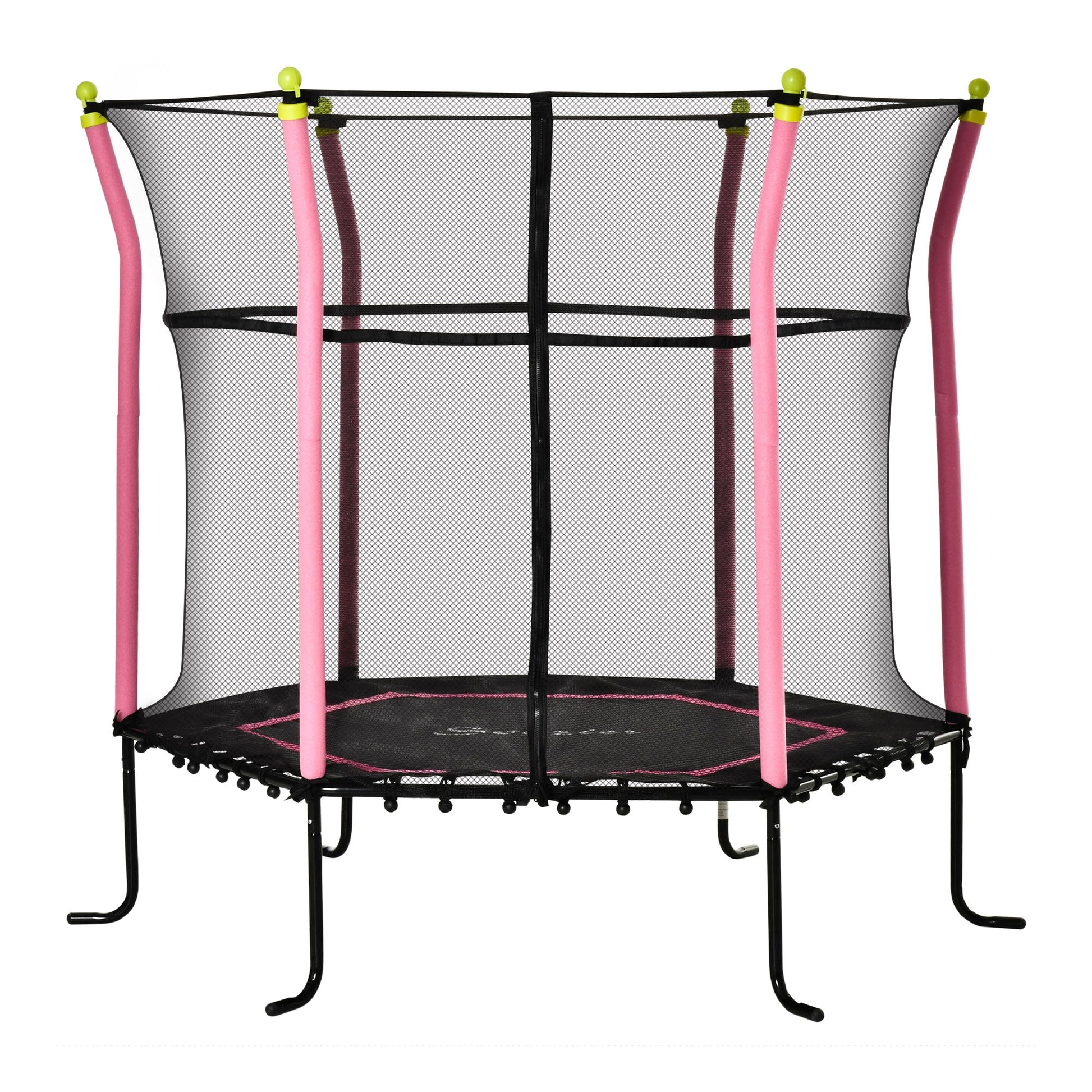 63" Kids Trampoline Mini Indoor/Outdoor Bouncer Jumper with Enclosure Net Elastic Thick Padded Pole Gift for Child Toddler Age 3-10 Years Old Pink Trampolines Pink  at Gallery Canada