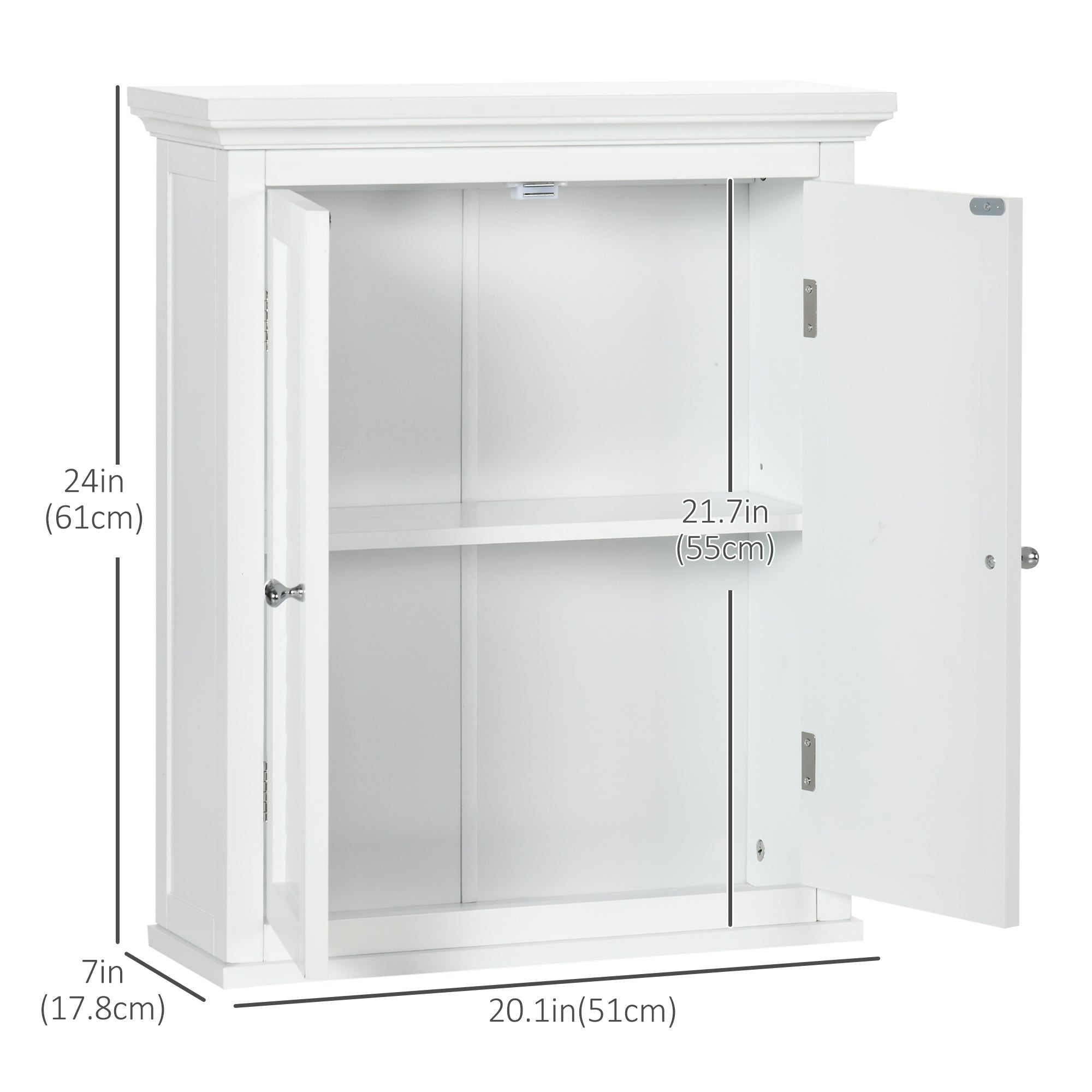 Bathroom Wall Cabinet, Medicine Cabinet, Over Toilet Storage Cabinet with Adjustable Shelf for Living Room and Entryway, White Wall Mounted Cabinets   at Gallery Canada