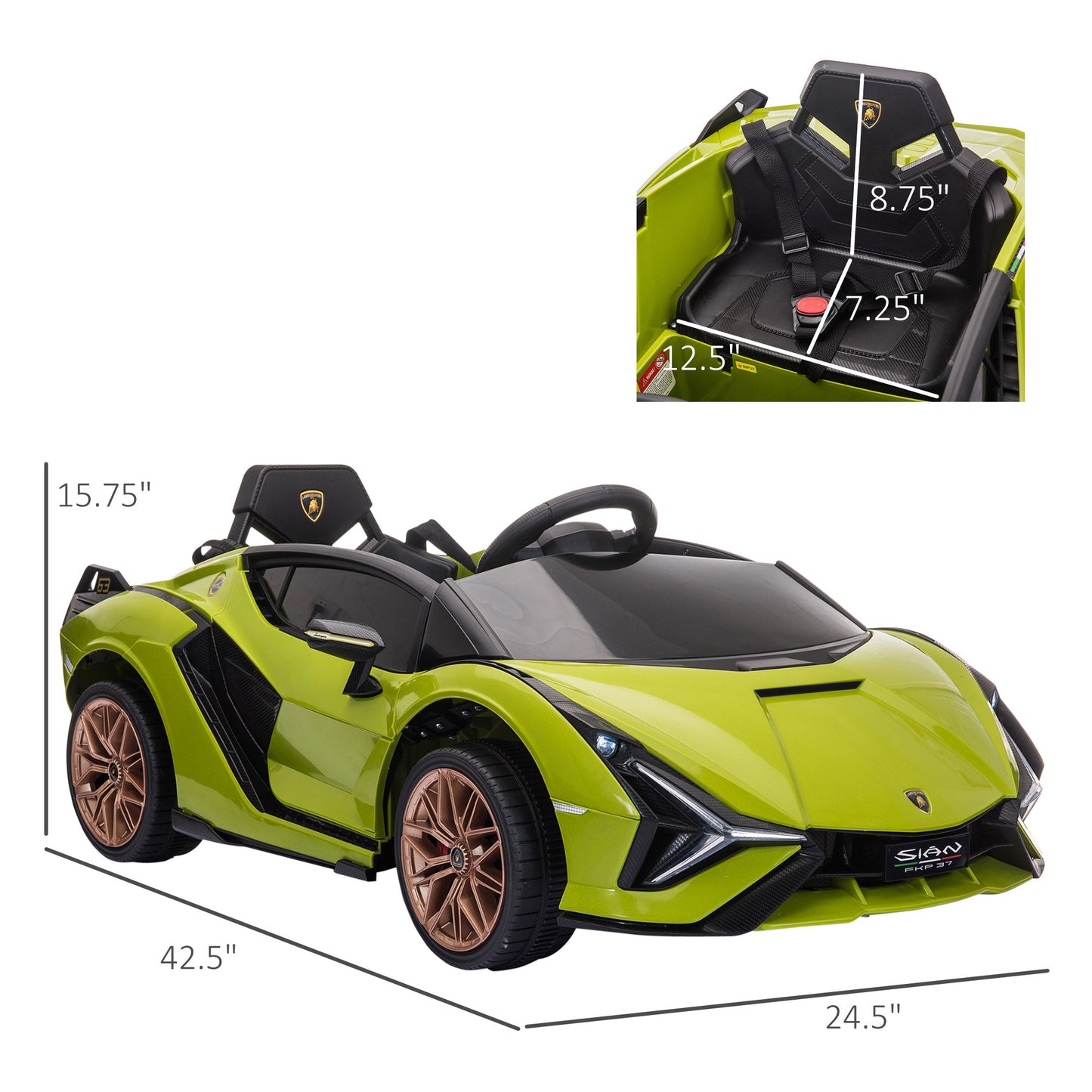 Compatible 12V Battery-powered Kids Electric Ride On Car Toy with Parental Remote Control Music Lights MP3 Green Electric Toy Cars   at Gallery Canada