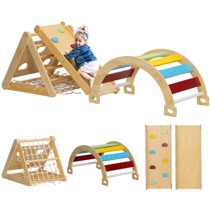 7 in 1 Pikler Triangle Set with Ramp, Arch Ladder, for 18-48 Months, Multicolour Baby Gym & Playmats   at Gallery Canada