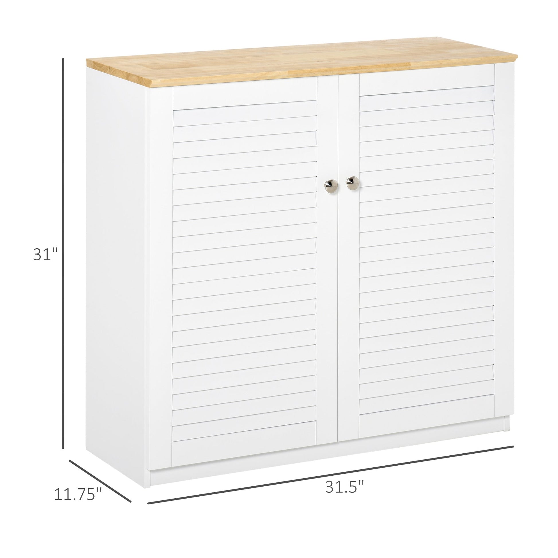 Storage Cabinet Kitchen Sideboard with Louvered Doors, Freestanding Bathroom Cabinet for Living Room, Hallway, White Storage Cabinets   at Gallery Canada