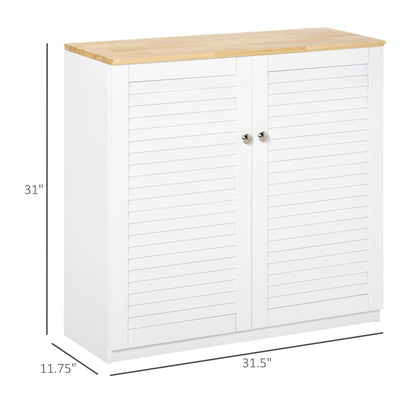 Storage Cabinet Kitchen Sideboard with Louvered Doors, Freestanding Bathroom Cabinet for Living Room, Hallway, White - Gallery Canada